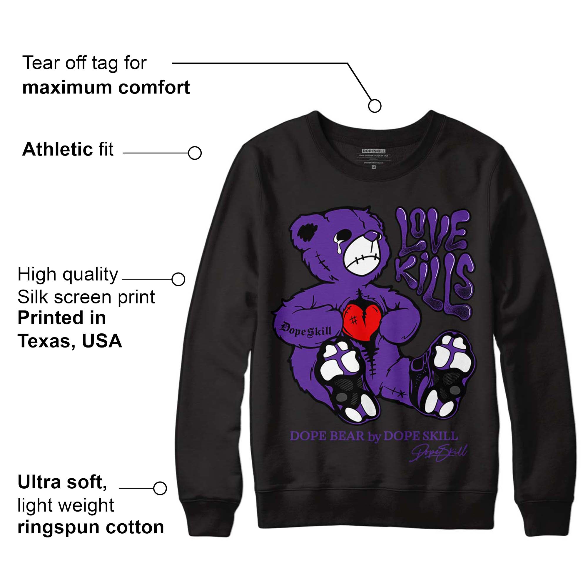 Court Purple 13s superstreetwear Sweatshirt Love Kills Graphic