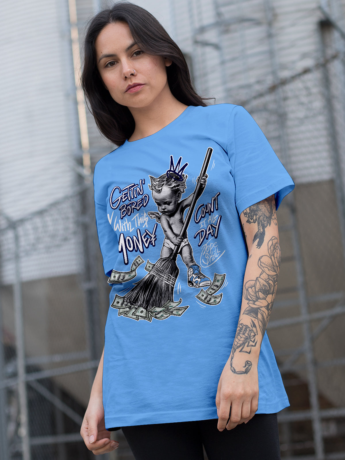 AJ 6 University Blue superstreetwear University Blue T-Shirt Gettin Bored With This Money Graphic
