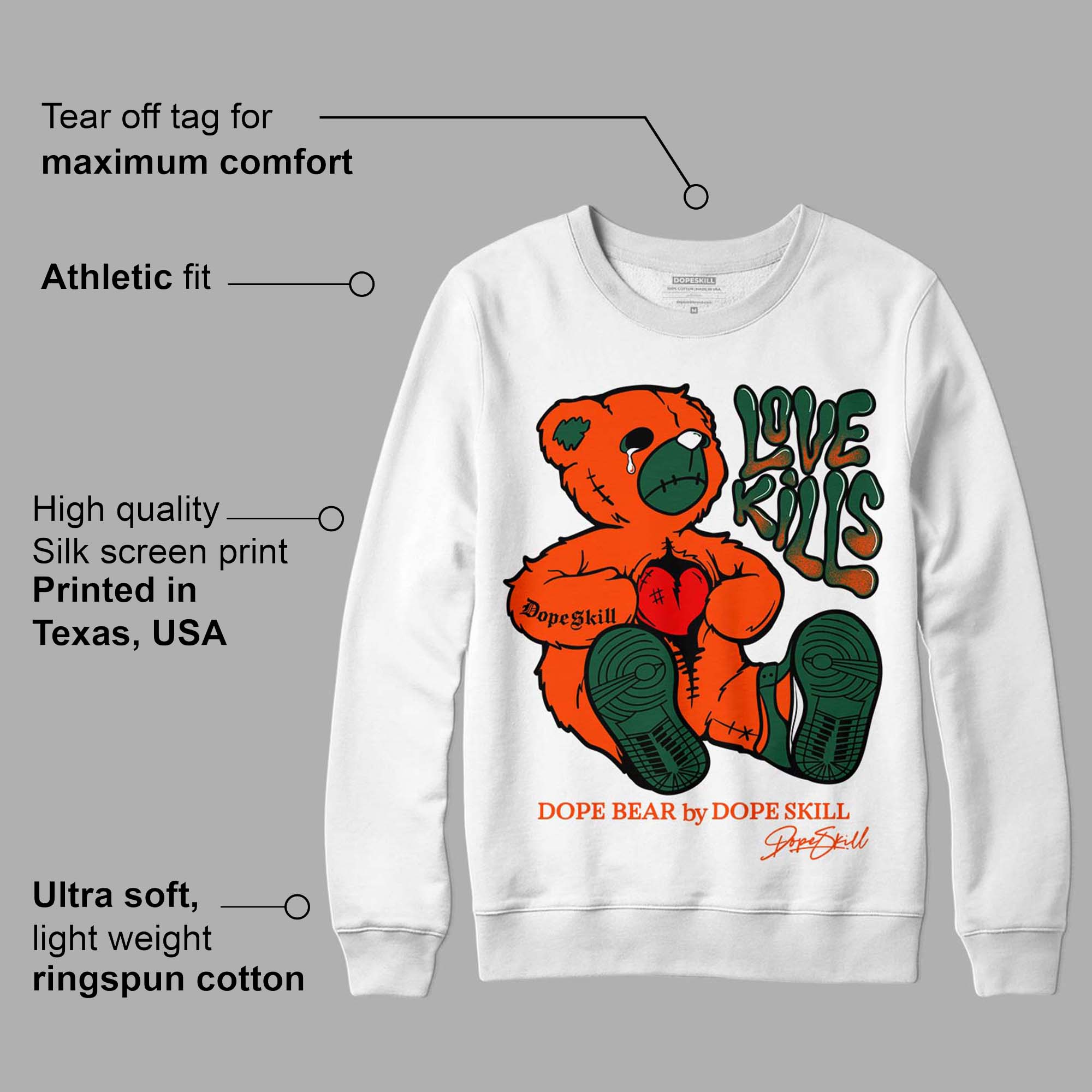 Dunk Low Team Dark Green Orange superstreetwear Sweatshirt Love Kills Graphic