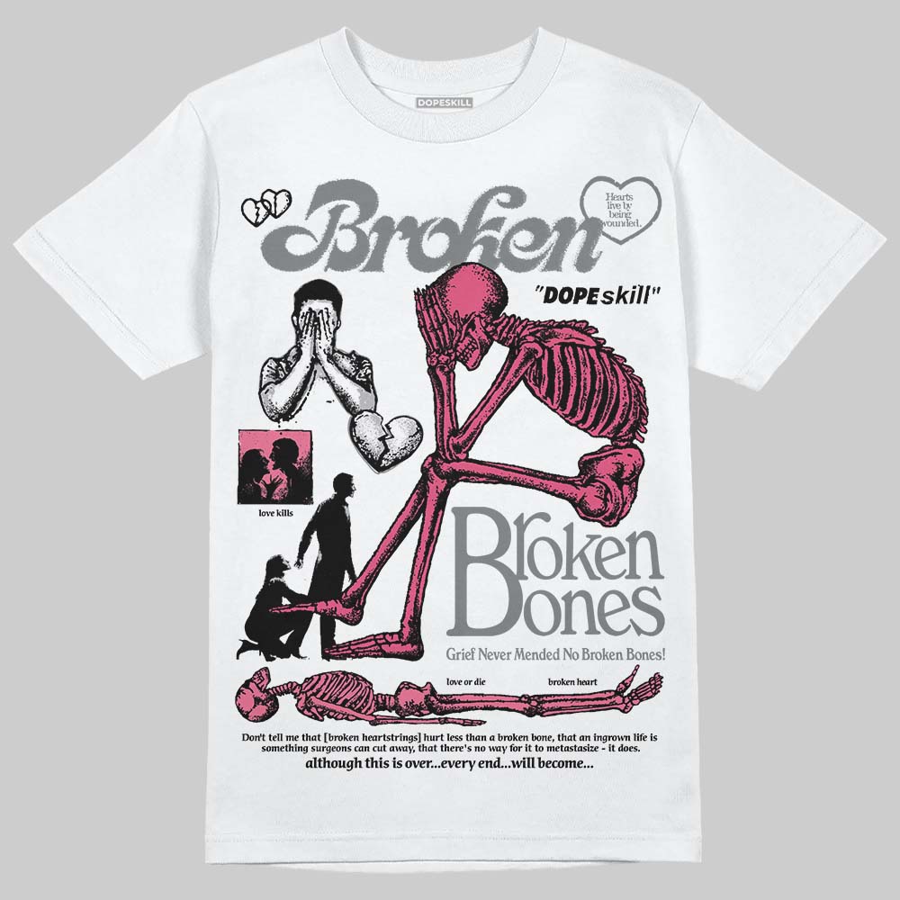 White Fluo Pink superstreetwear T-Shirt Broken Bones Graphic