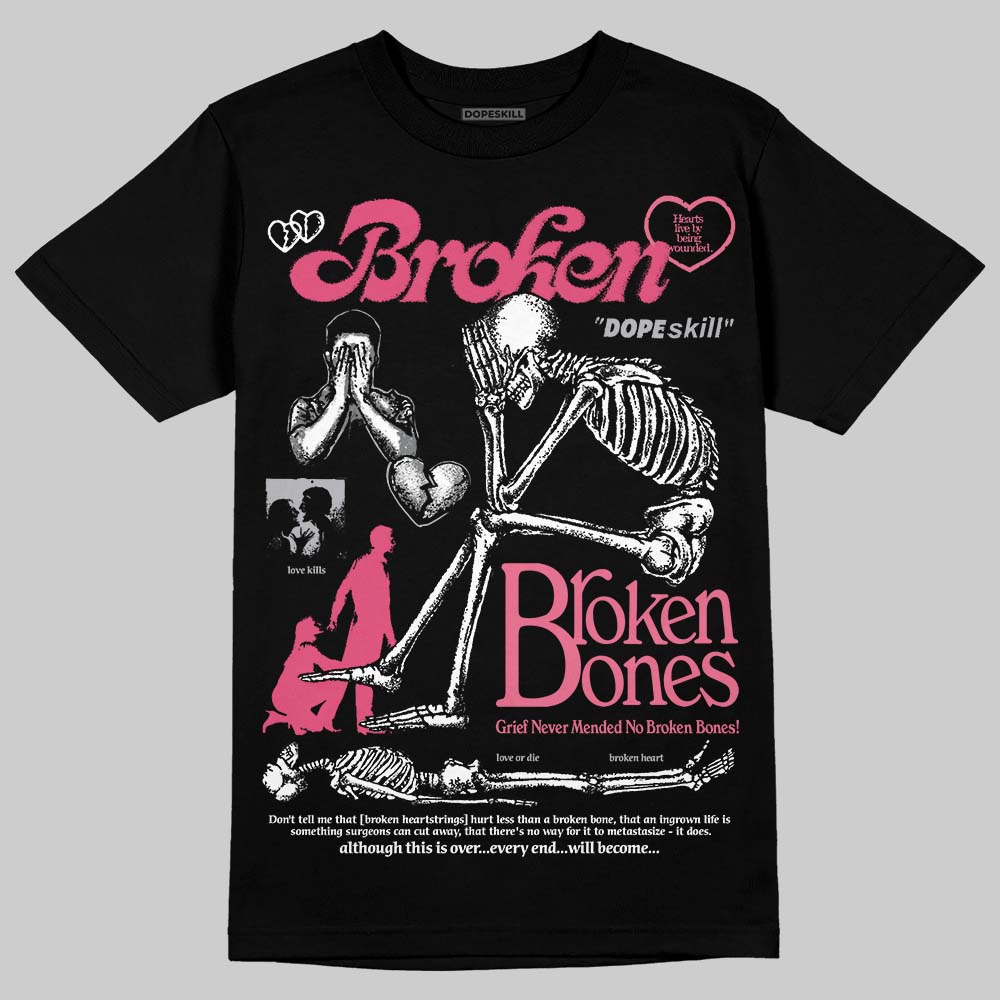 White Fluo Pink superstreetwear T-Shirt Broken Bones Graphic