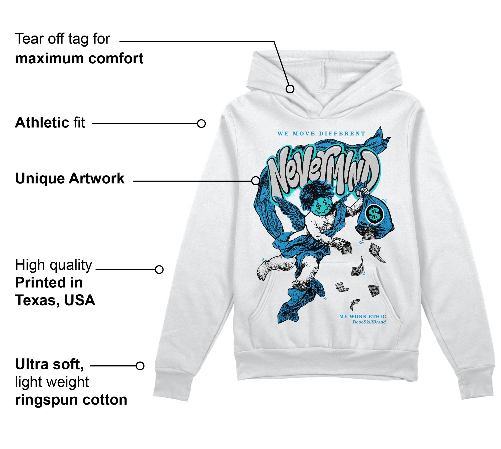 Military Blue 4s superstreetwear Hoodie Sweatshirt Nevermind Graphic
