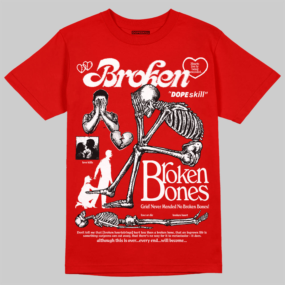 Bred Velvet 11s superstreetwear Red T-shirt Broken Bones Graphic