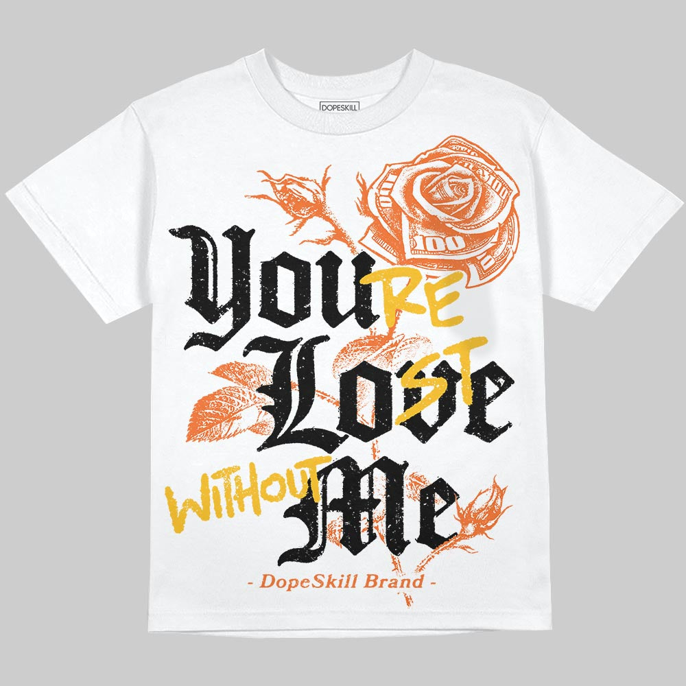 Orange Black White superstreetwear Oversize Print T-Shirt You're Lost Without Me Graphic