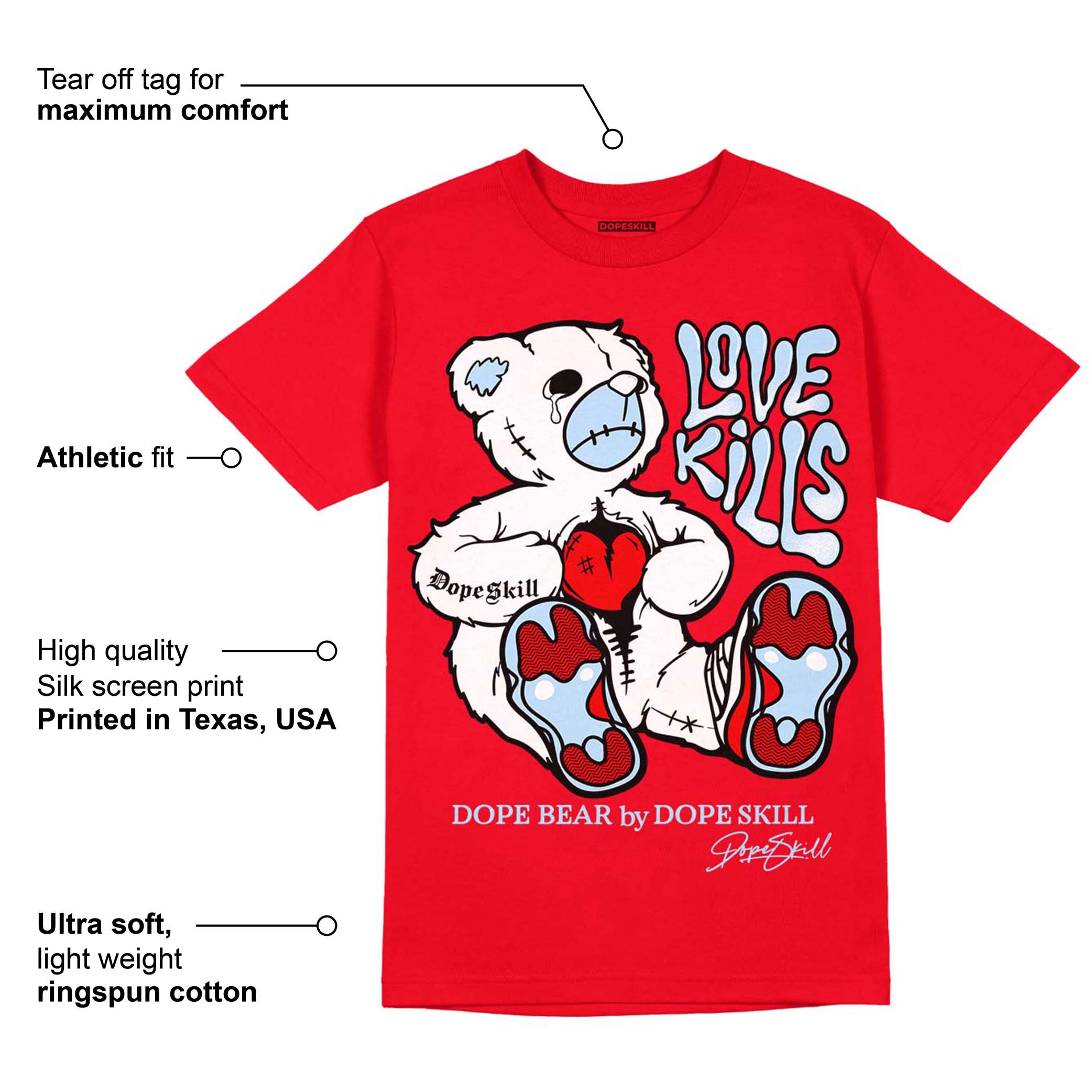 Cherry 11s superstreetwear Varsity Red T-shirt Love Kills Graphic