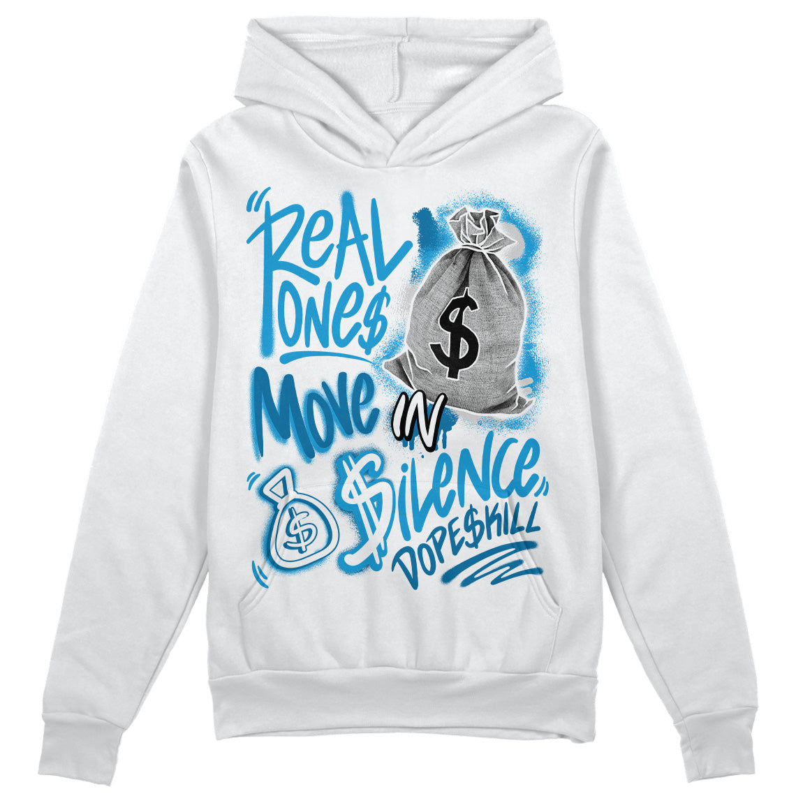 Military Blue 4s superstreetwear Hoodie Sweatshirt Real Ones Move In Silence Graphic