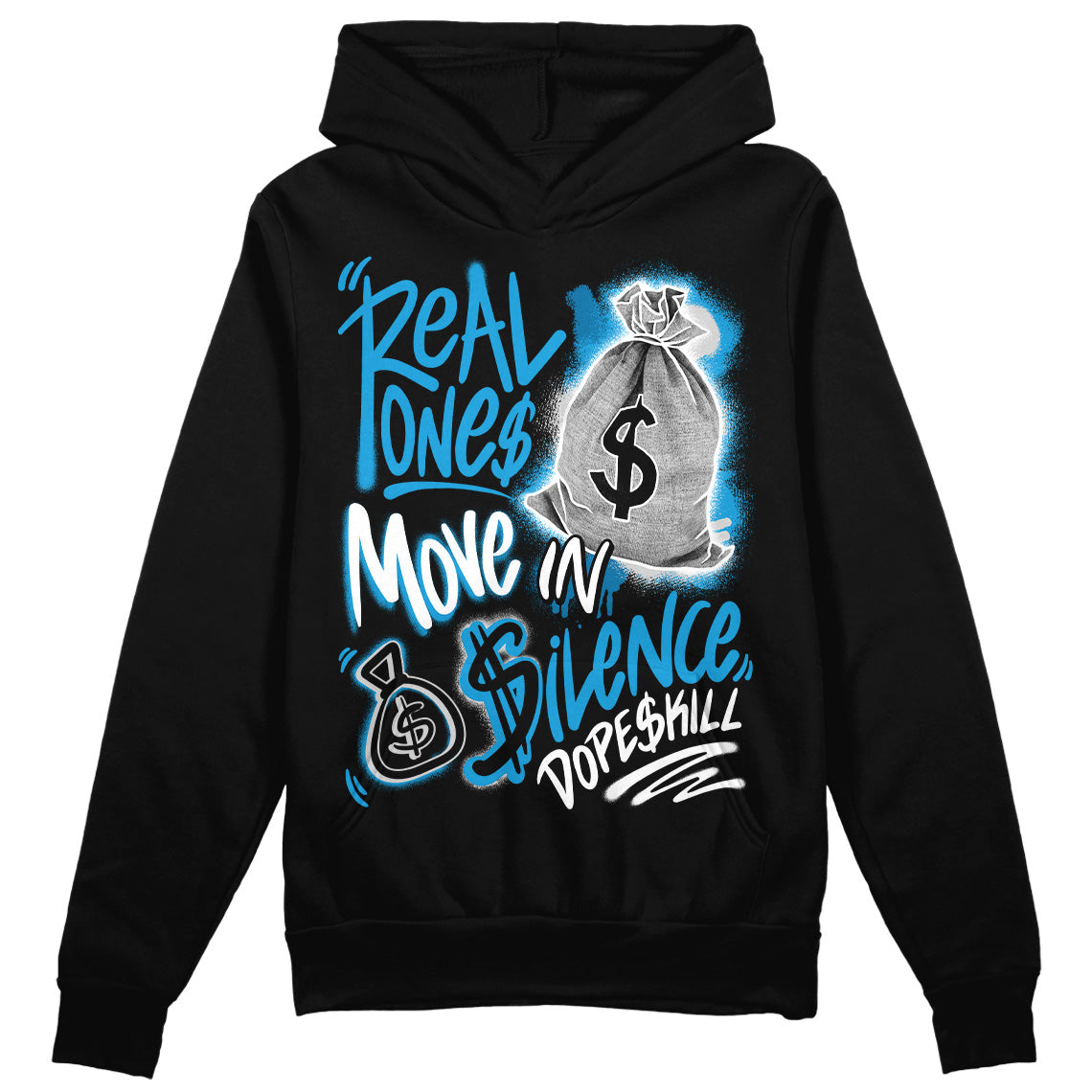 Military Blue 4s superstreetwear Hoodie Sweatshirt Real Ones Move In Silence Graphic