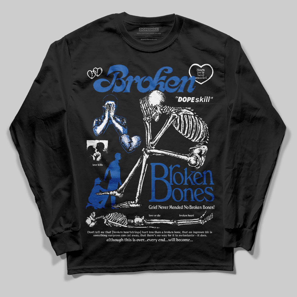 Blueberry 12s superstreetwear Long Sleeve T-Shirt Broken Bones Graphic