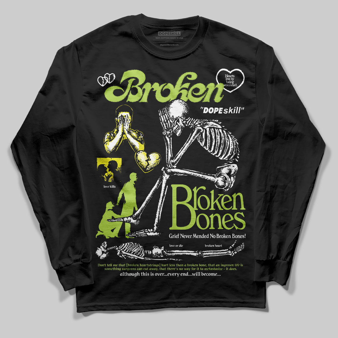 Bright Cactus 13s superstreetwear Long Sleeve T-Shirt Broken Bones Graphic