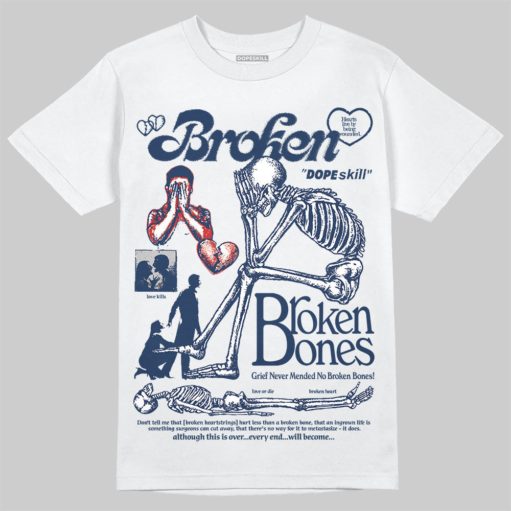 Summit White Navy 4s superstreetwear T-Shirt Broken Bones Graphic