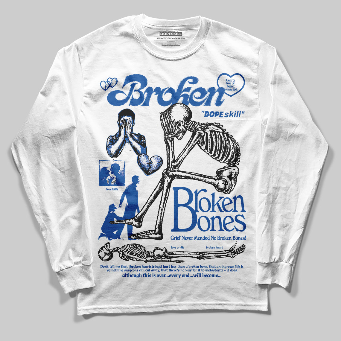 Blueberry 12s superstreetwear Long Sleeve T-Shirt Broken Bones Graphic