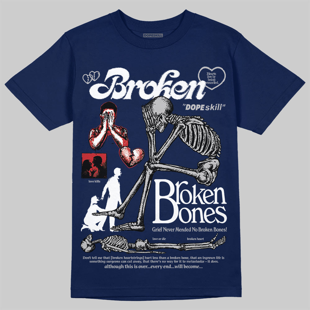 Summit White Navy 4s superstreetwear T-Shirt Broken Bones Graphic