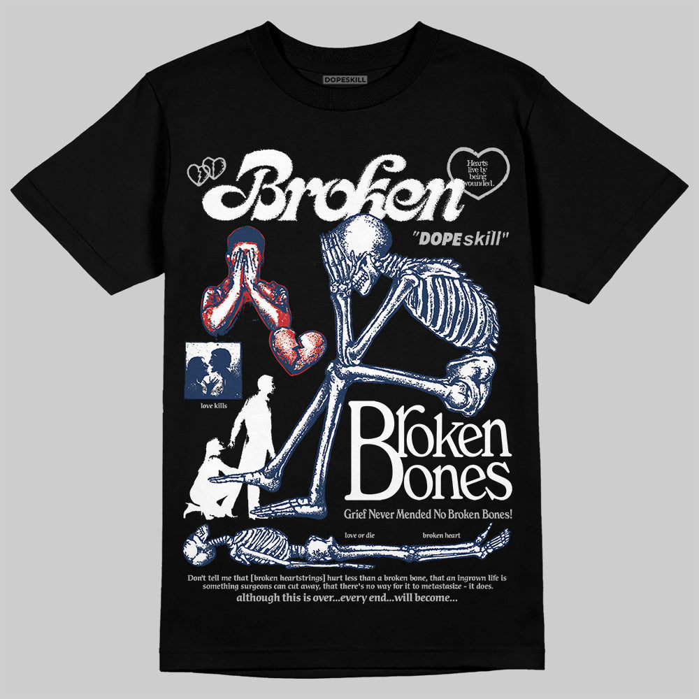Summit White Navy 4s superstreetwear T-Shirt Broken Bones Graphic