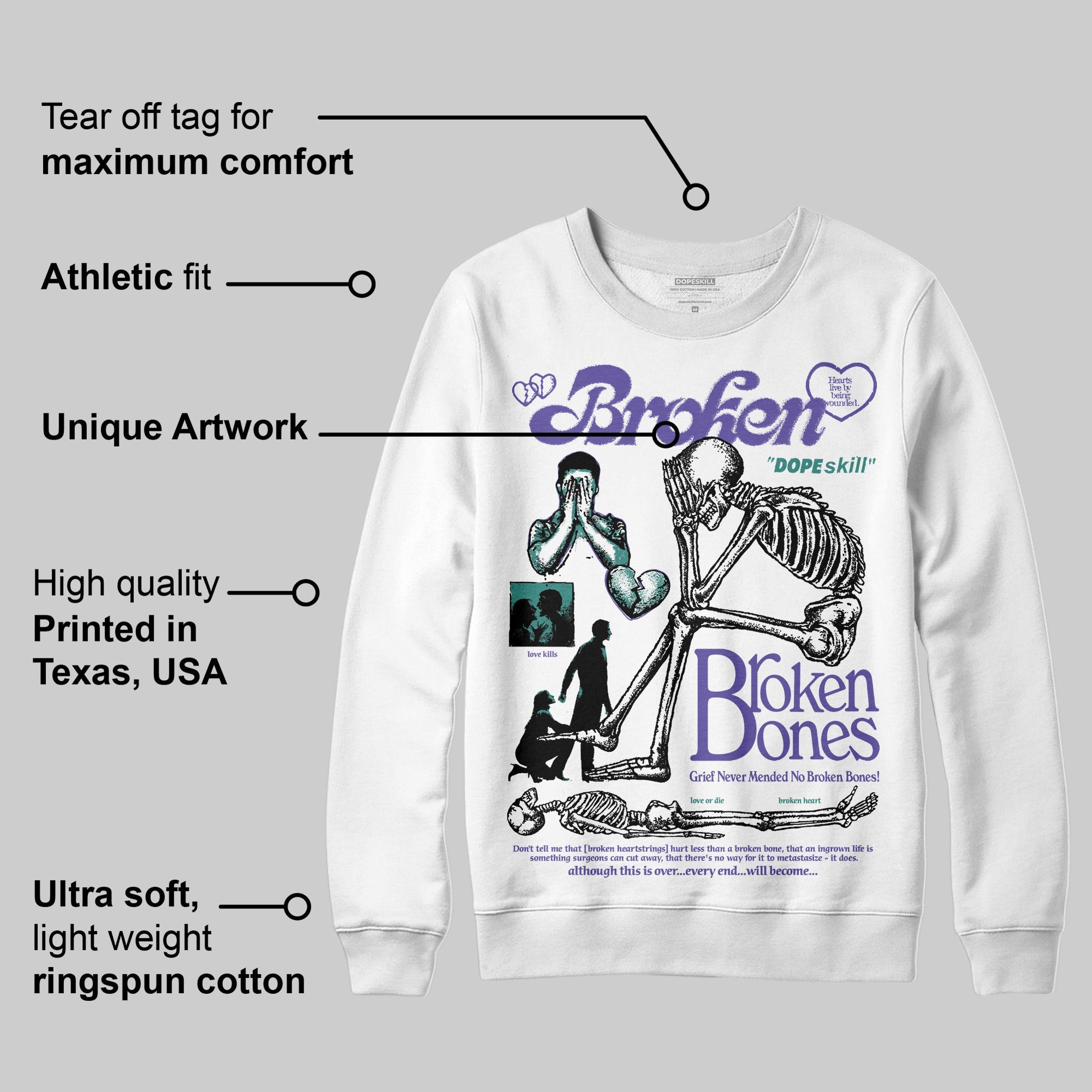 Grape 5s superstreetwear Sweatshirt Broken Bones Graphic
