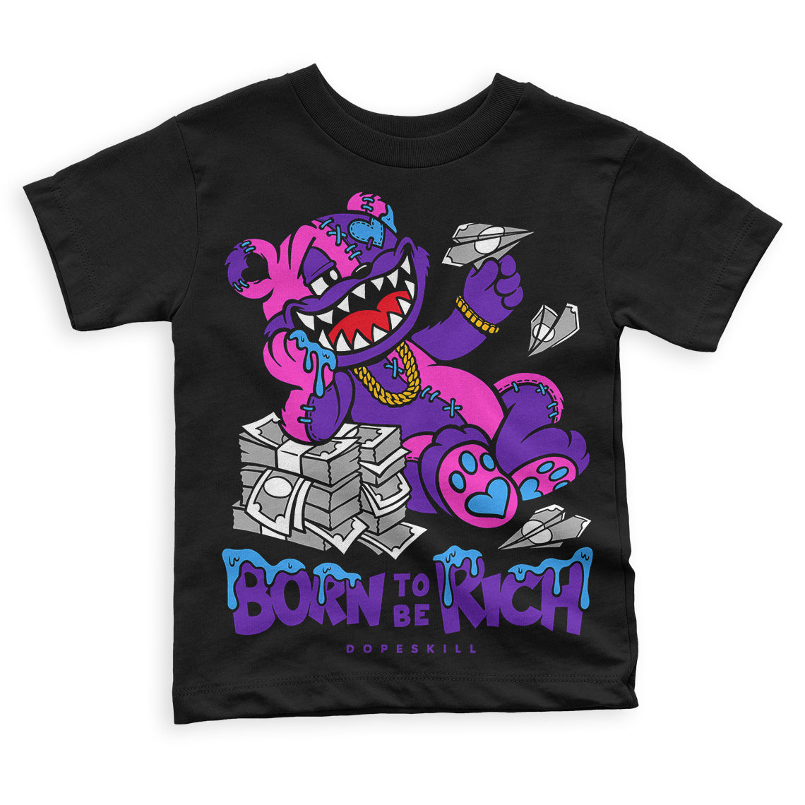 Court Purple 13s superstreetwear Toddler Kids T-shirt Born To Be Rich Graphic