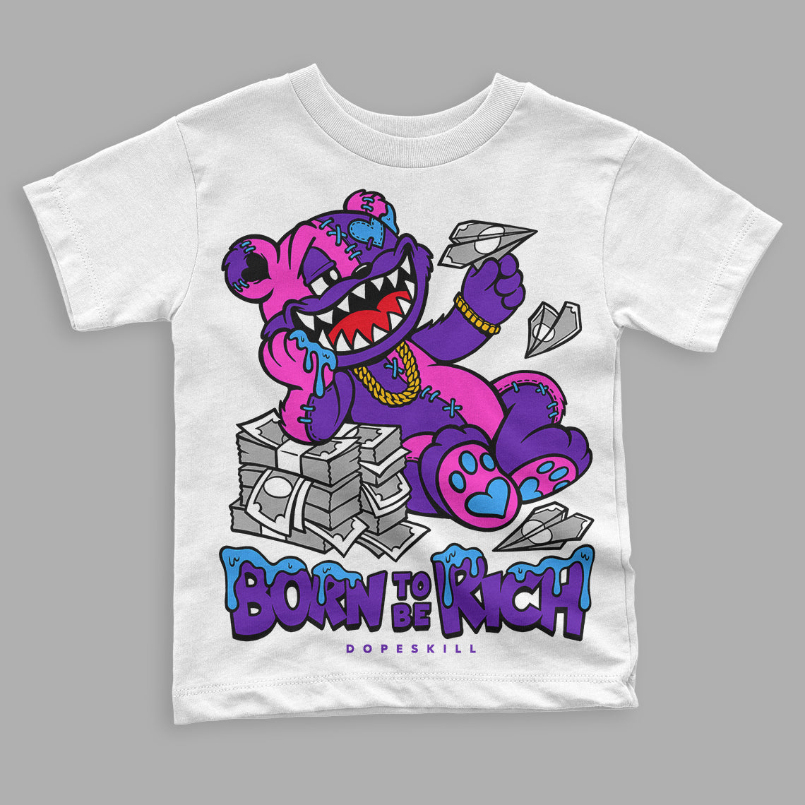 Court Purple 13s superstreetwear Toddler Kids T-shirt Born To Be Rich Graphic