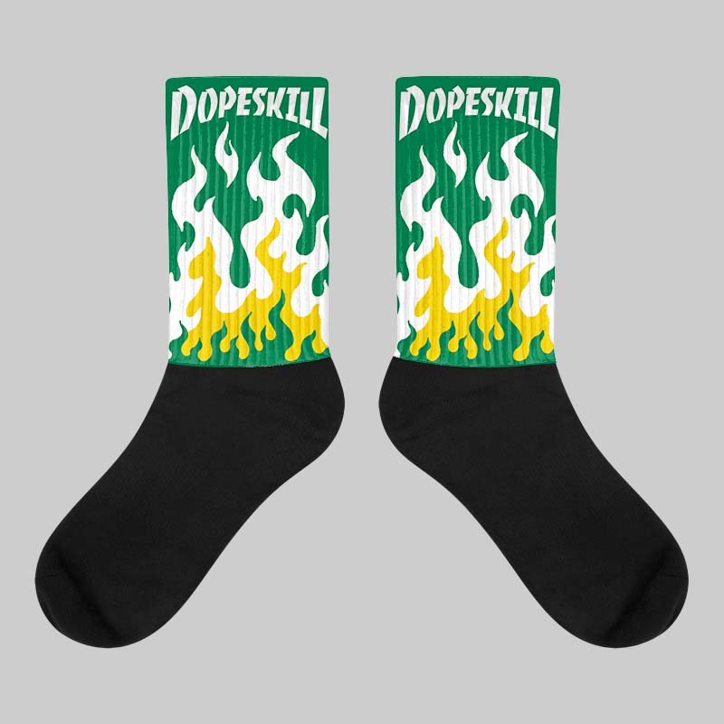 Lucky Green 5s superstreetwear Sublimated Socks FIRE Graphic