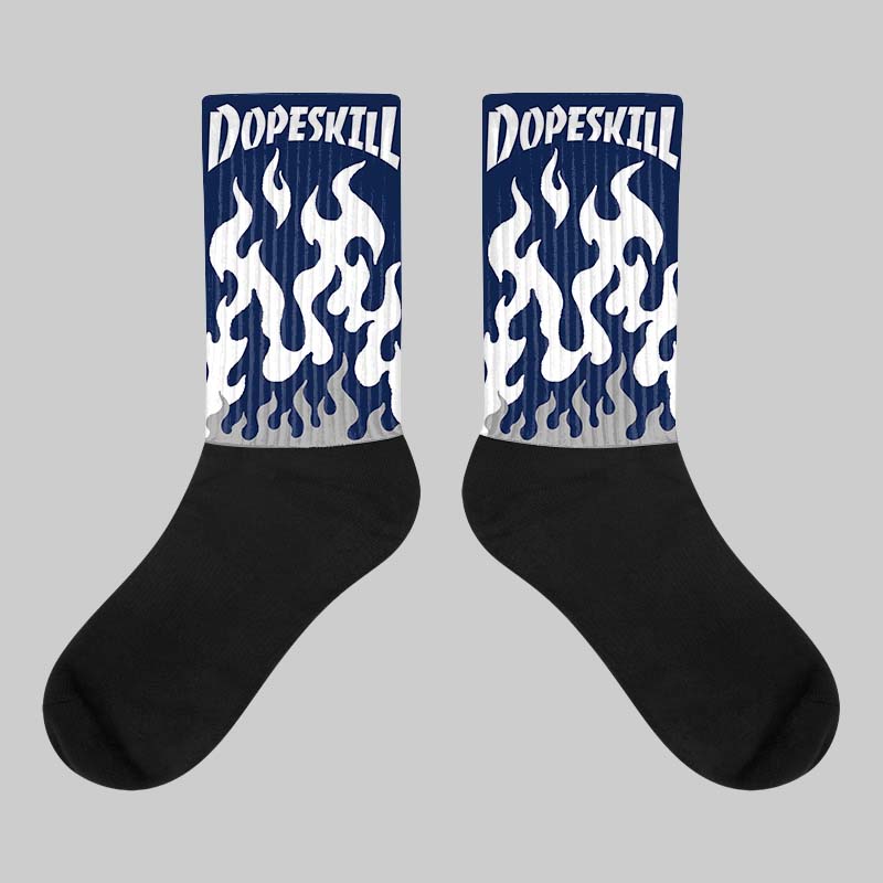Midnight Navy 3s superstreetwear Sublimated Socks FIRE Graphic
