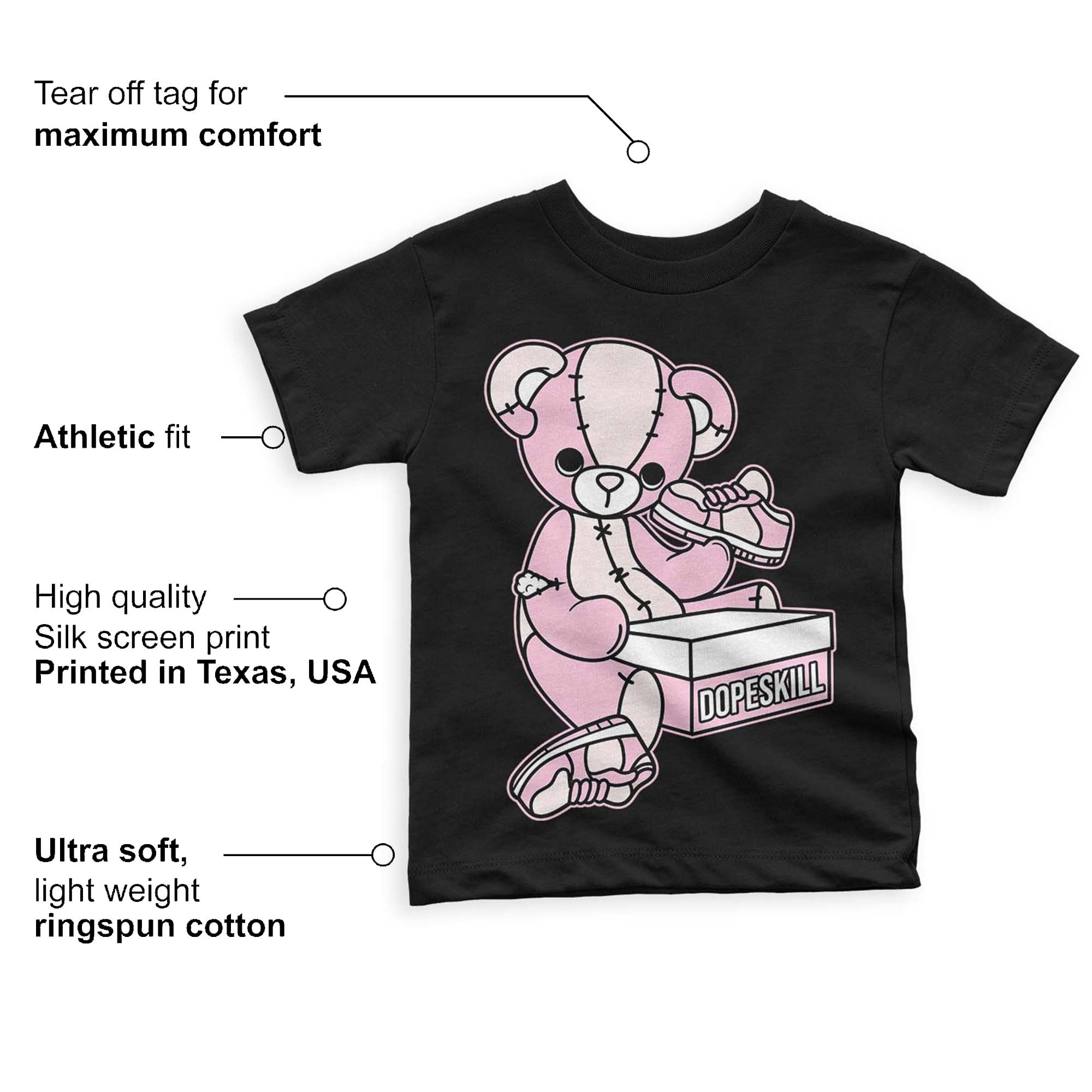 Dunk Low Pink Foam superstreetwear Toddler Kids T-shirt Sneakerhead BEAR Graphic