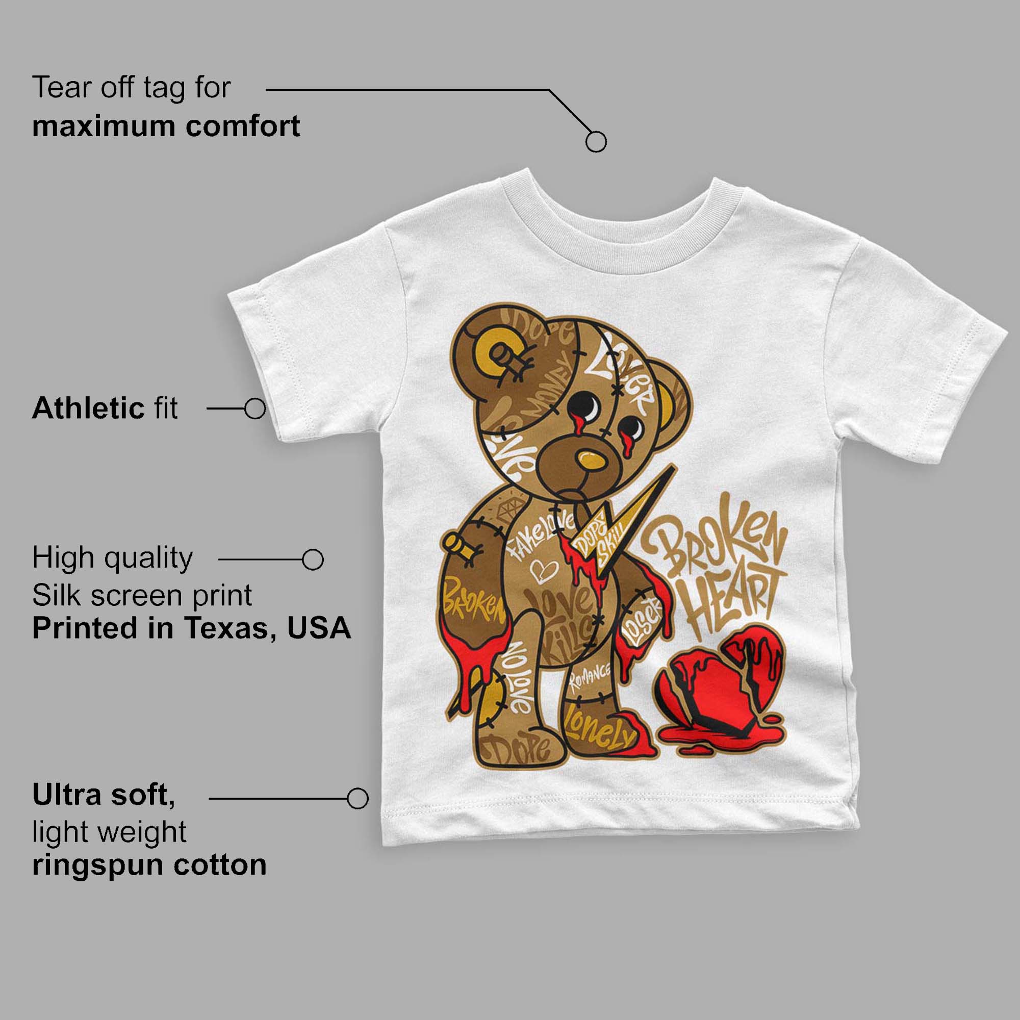 Wheat 13s superstreetwear Toddler Kids T-shirt Broken Heart Graphic