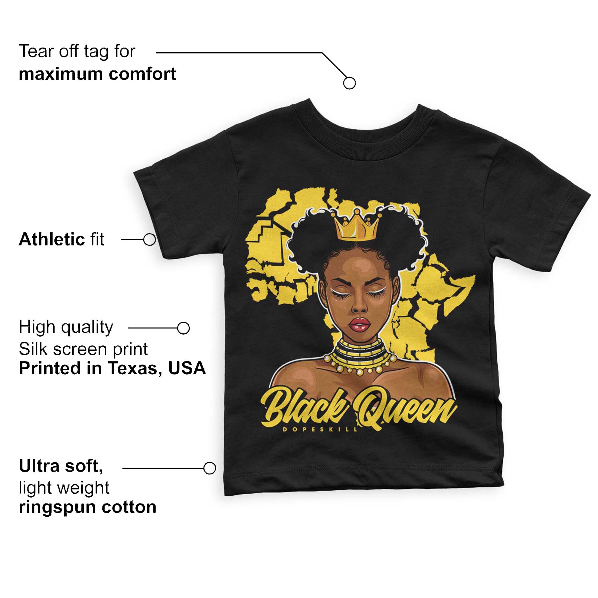 Black Tour Yellow AJ 4 Thunder superstreetwear Toddler Kids T-shirt Black Queen Graphic