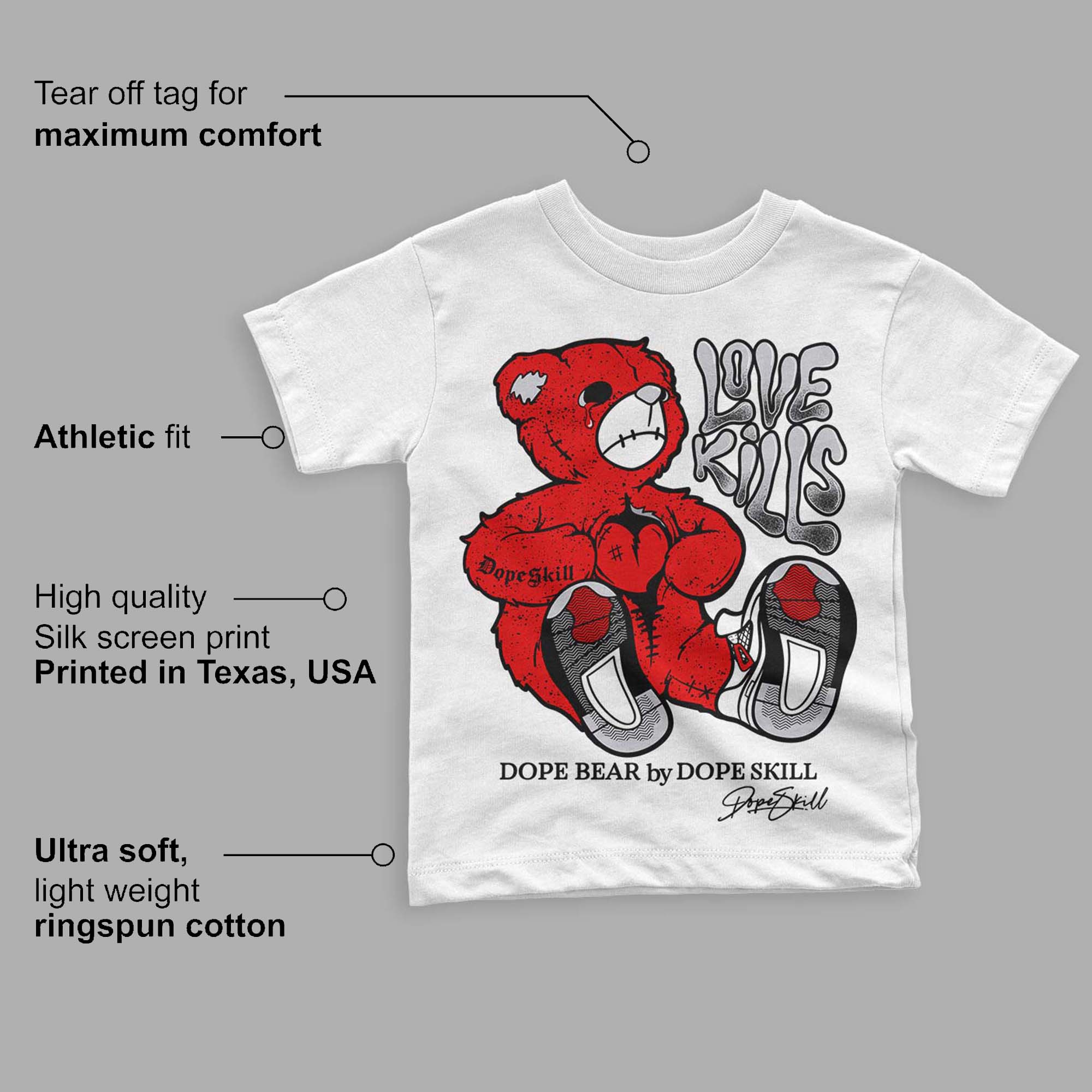 Red Cement 4S superstreetwear Toddler Kids T-shirt Love Kills Graphic