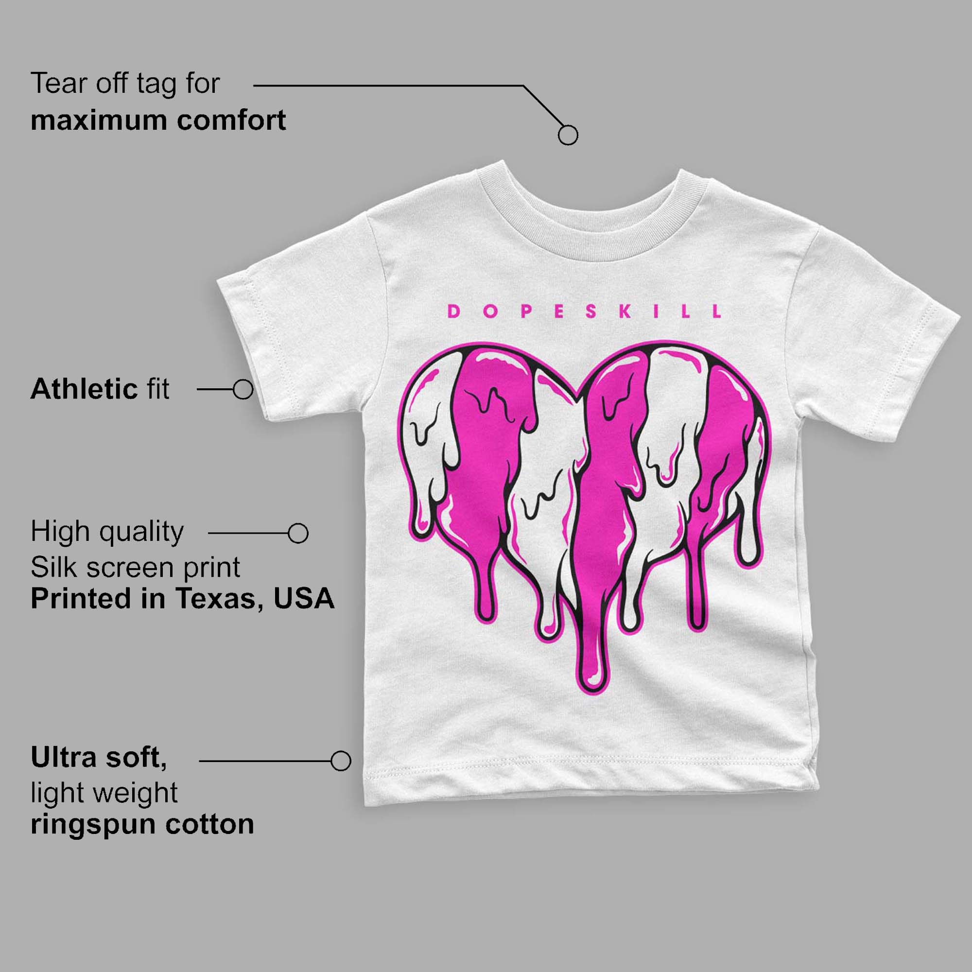Dunk Low Active Fuchsia superstreetwear Toddler Kids T-shirt Slime Drip Heart Graphic