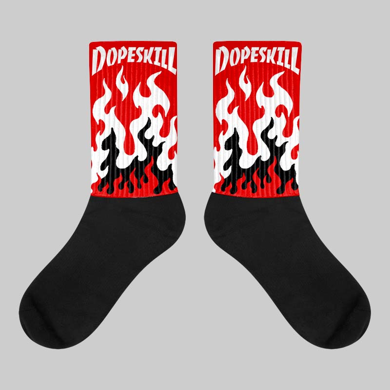 Red Cement 4S superstreetwear Sublimated Socks FIRE Graphic