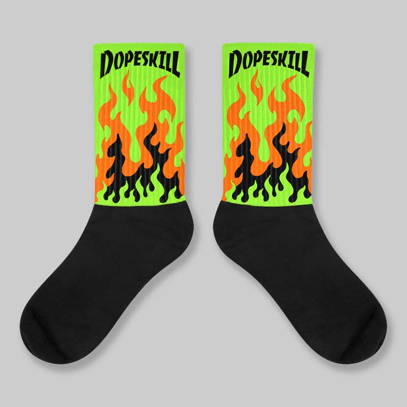 Neon Green Collection superstreetwear Sublimated Socks FIRE Graphic
