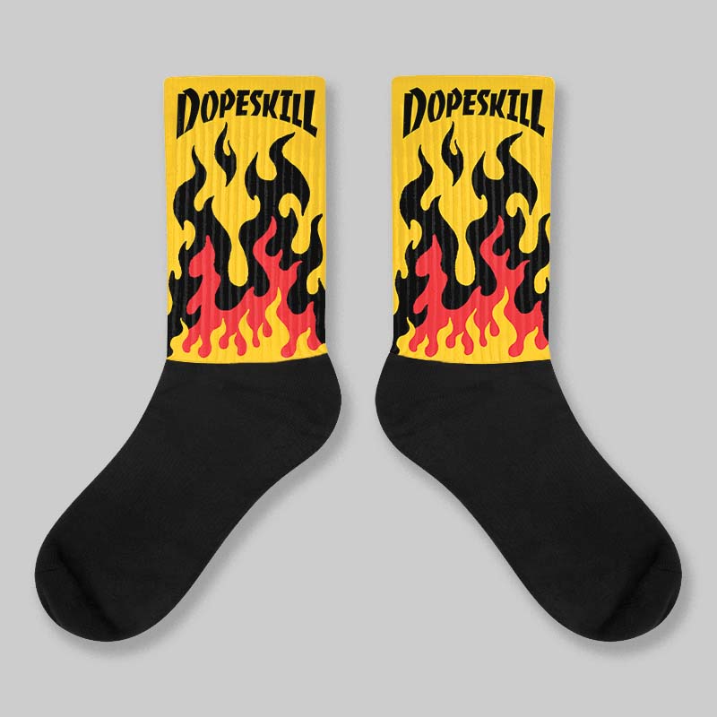 Yellow Collection superstreetwear Sublimated Socks FIRE Graphic