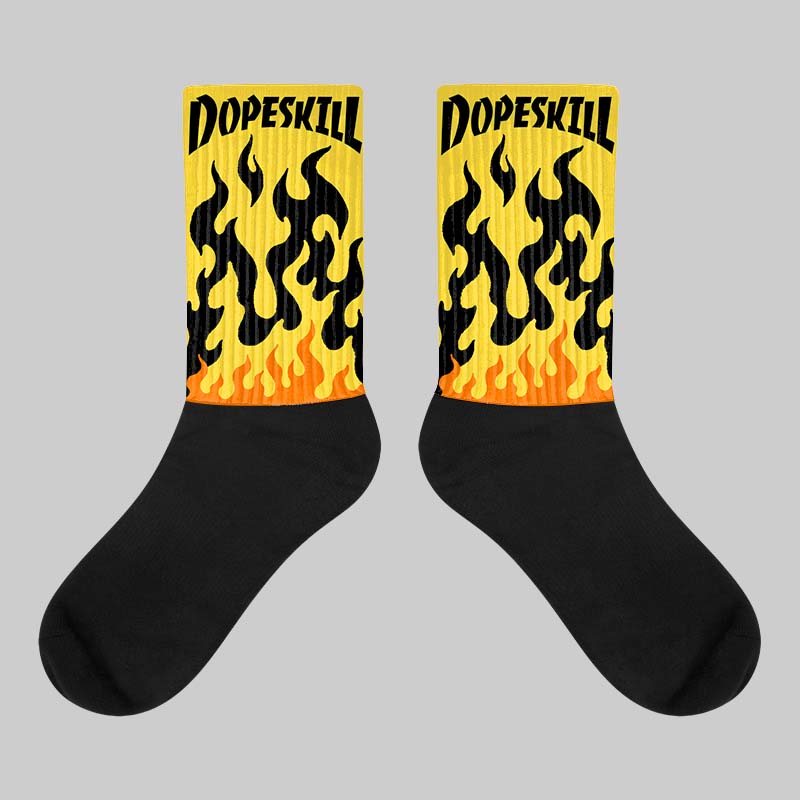 Black Tour Yellow AJ 4 Thunder superstreetwear Sublimated Socks FIRE Graphic