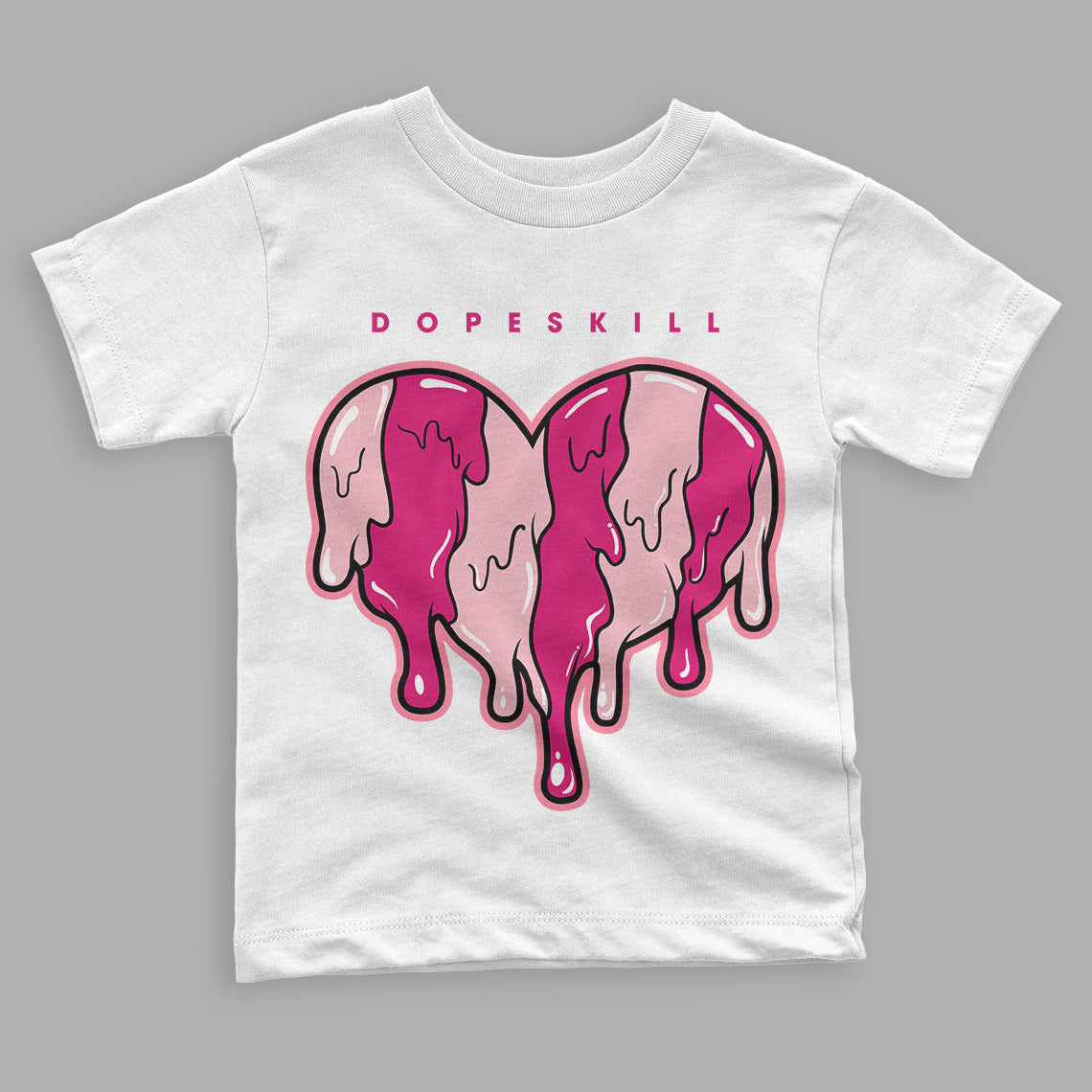 Coral Chalk 1s Mid superstreetwear Toddler Kids T-shirt Slime Drip Heart Graphic