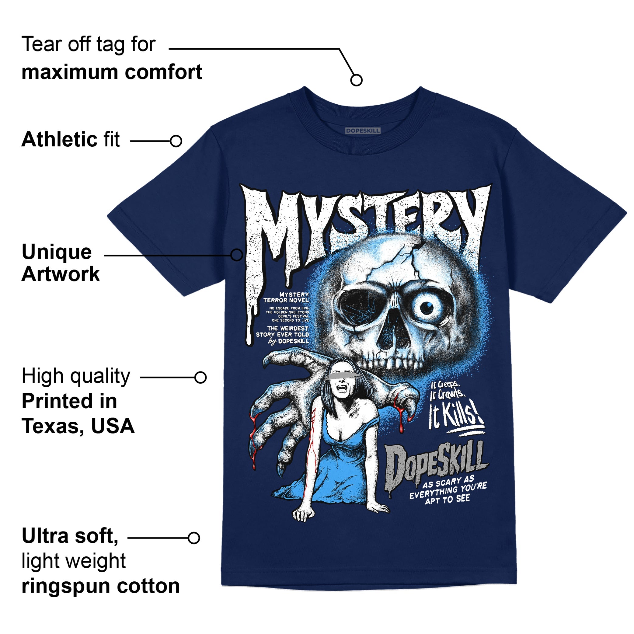 Midnight Navy 3s superstreetwear Navy T-shirt Mystery Ghostly Grasp Graphic