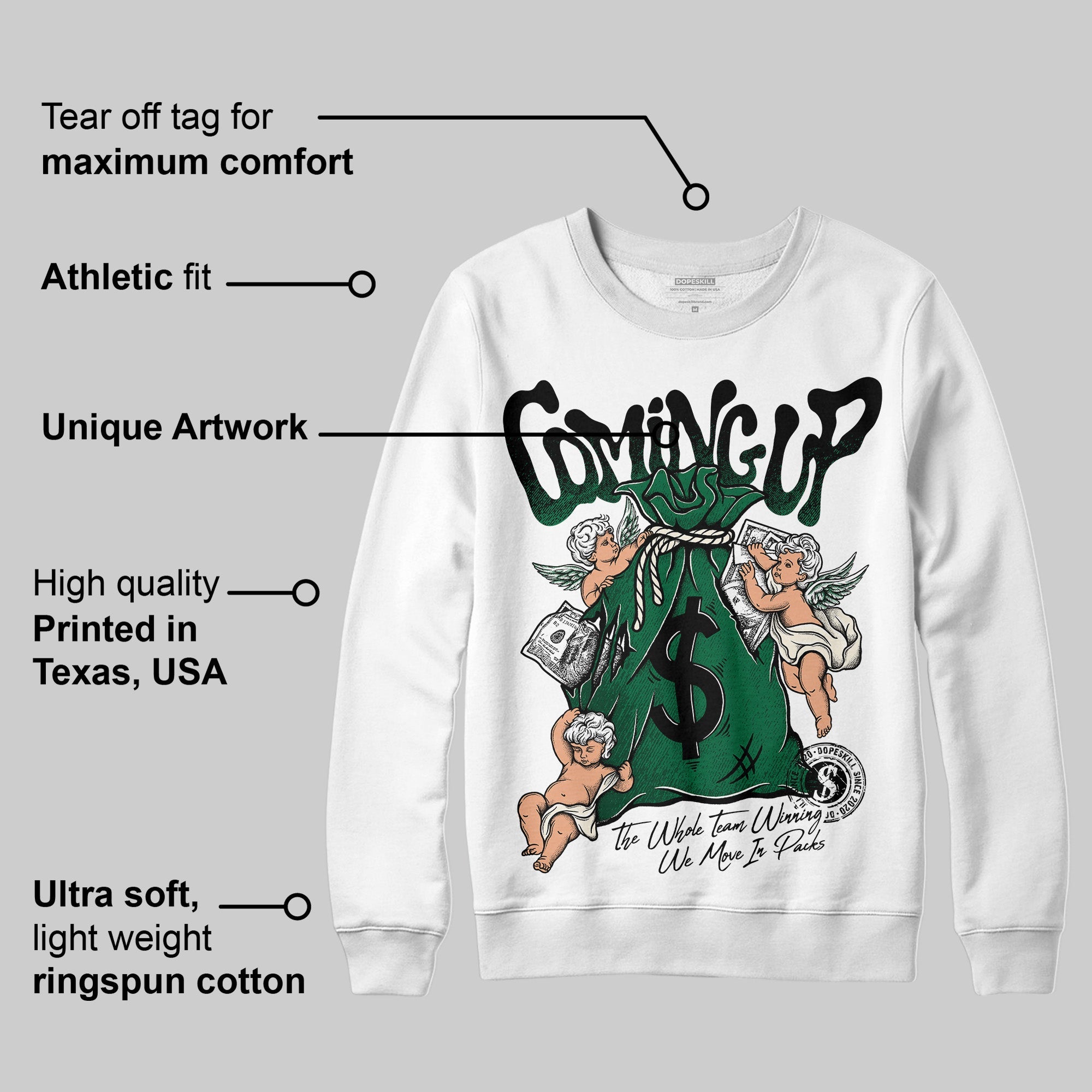 Pine Green 13s superstreetwear Sweatshirt Money Bag Coming Up Graphic