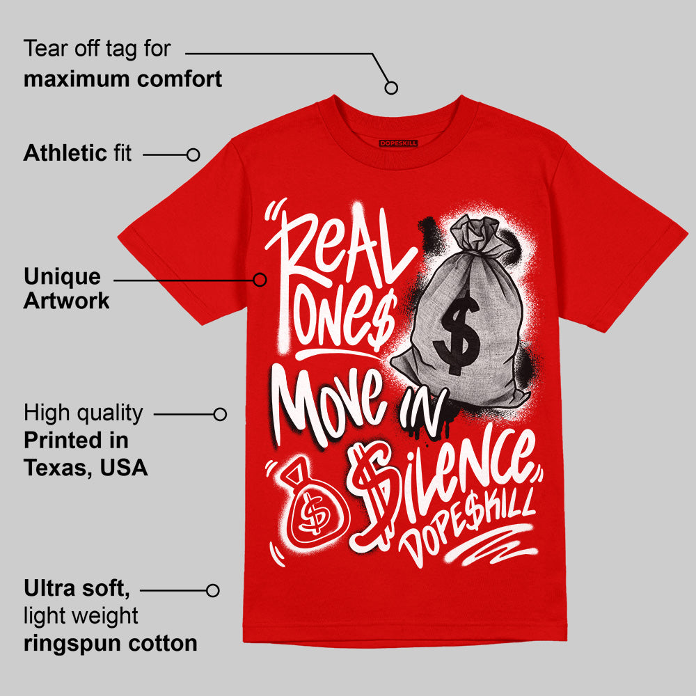 Bred Velvet 11s superstreetwear Red T-shirt Real Ones Move In Silence Graphic