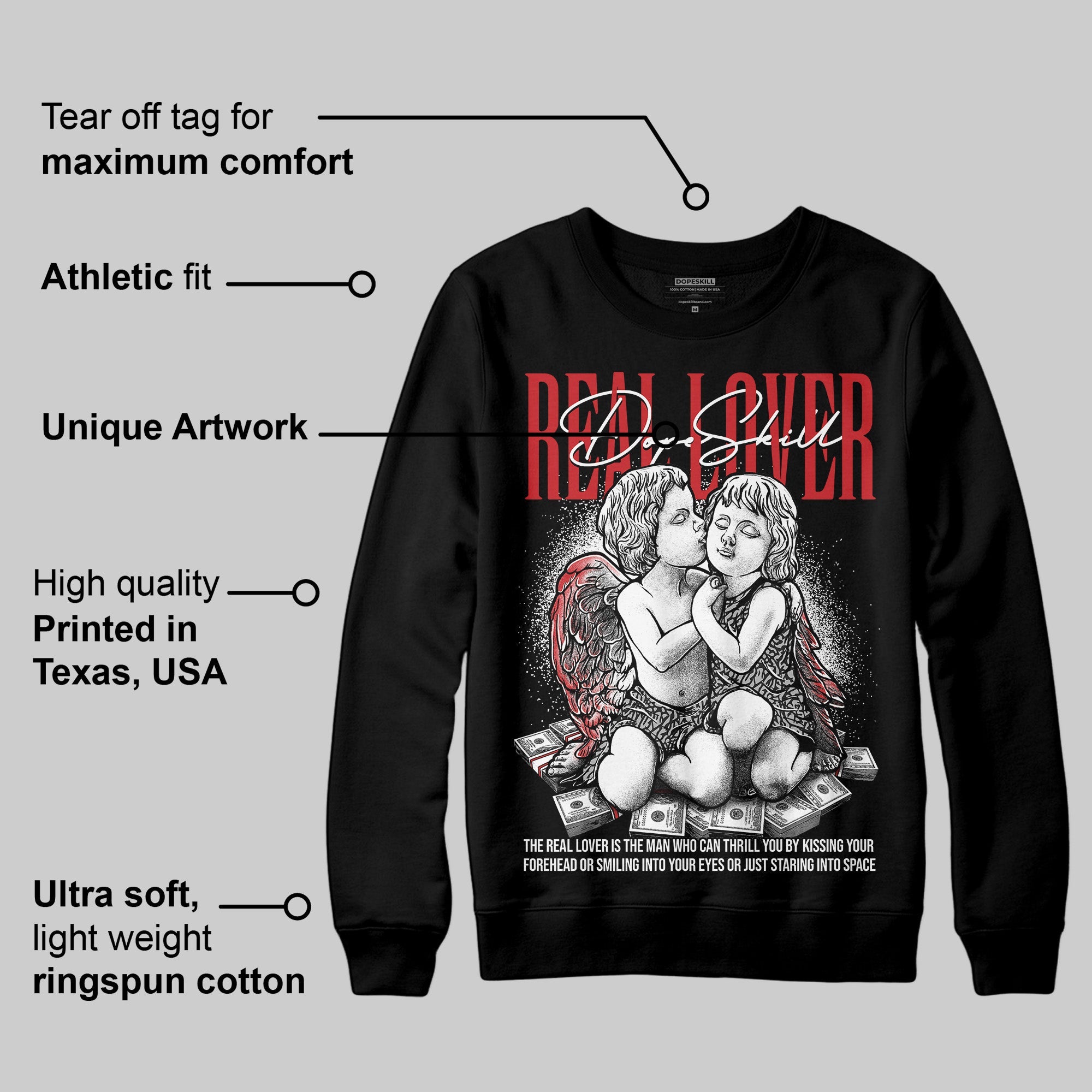 Black Cement 3s superstreetwear Sweatshirt Real Lover Graphic
