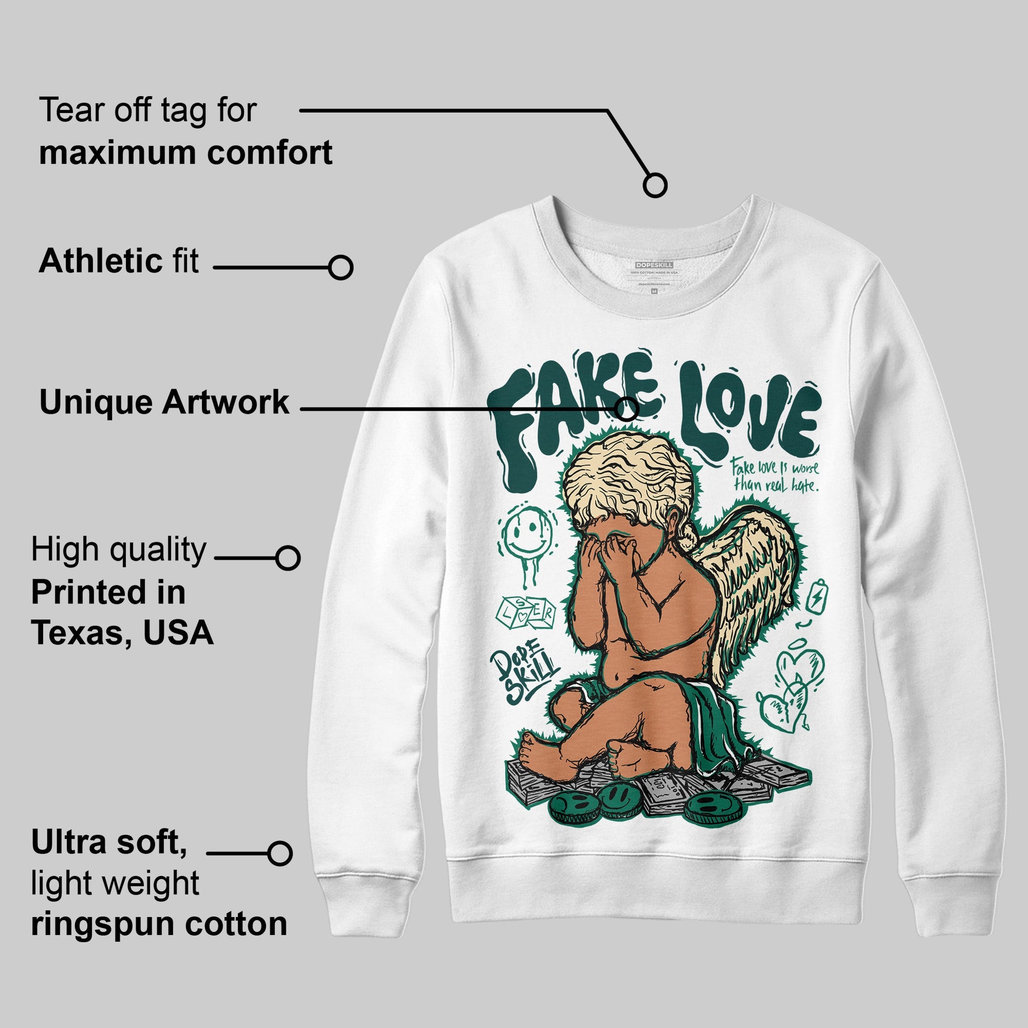 Oxidized Green 4s superstreetwear Sweatshirt False Love Graphic
