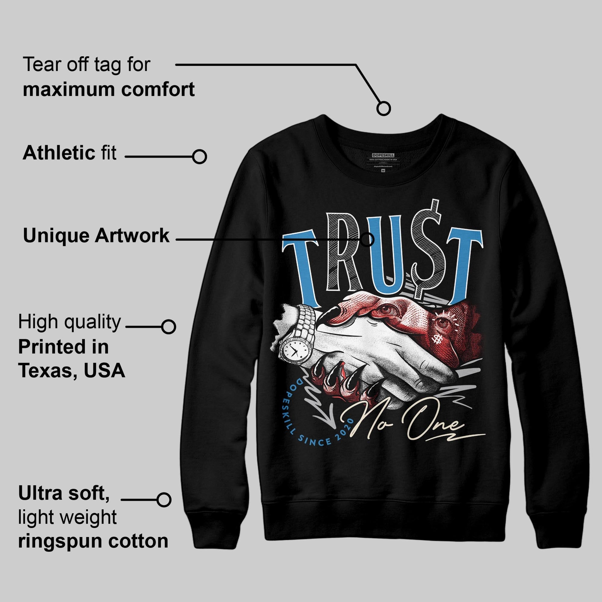 Rare Air 3s superstreetwear Sweatshirt Trust No One Graphic