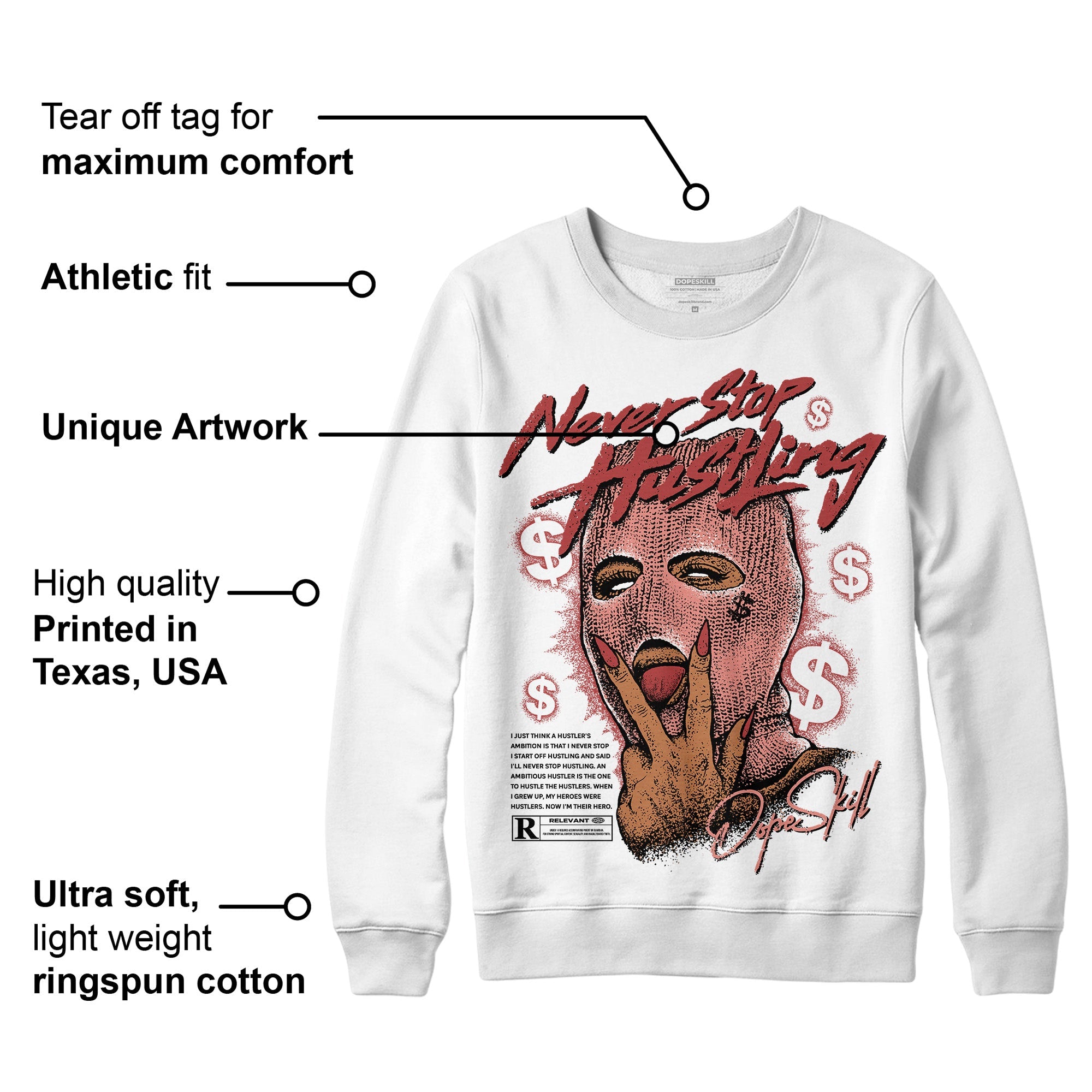 Dune Red 13s superstreetwear Sweatshirt Never Stop Hustling Graphic