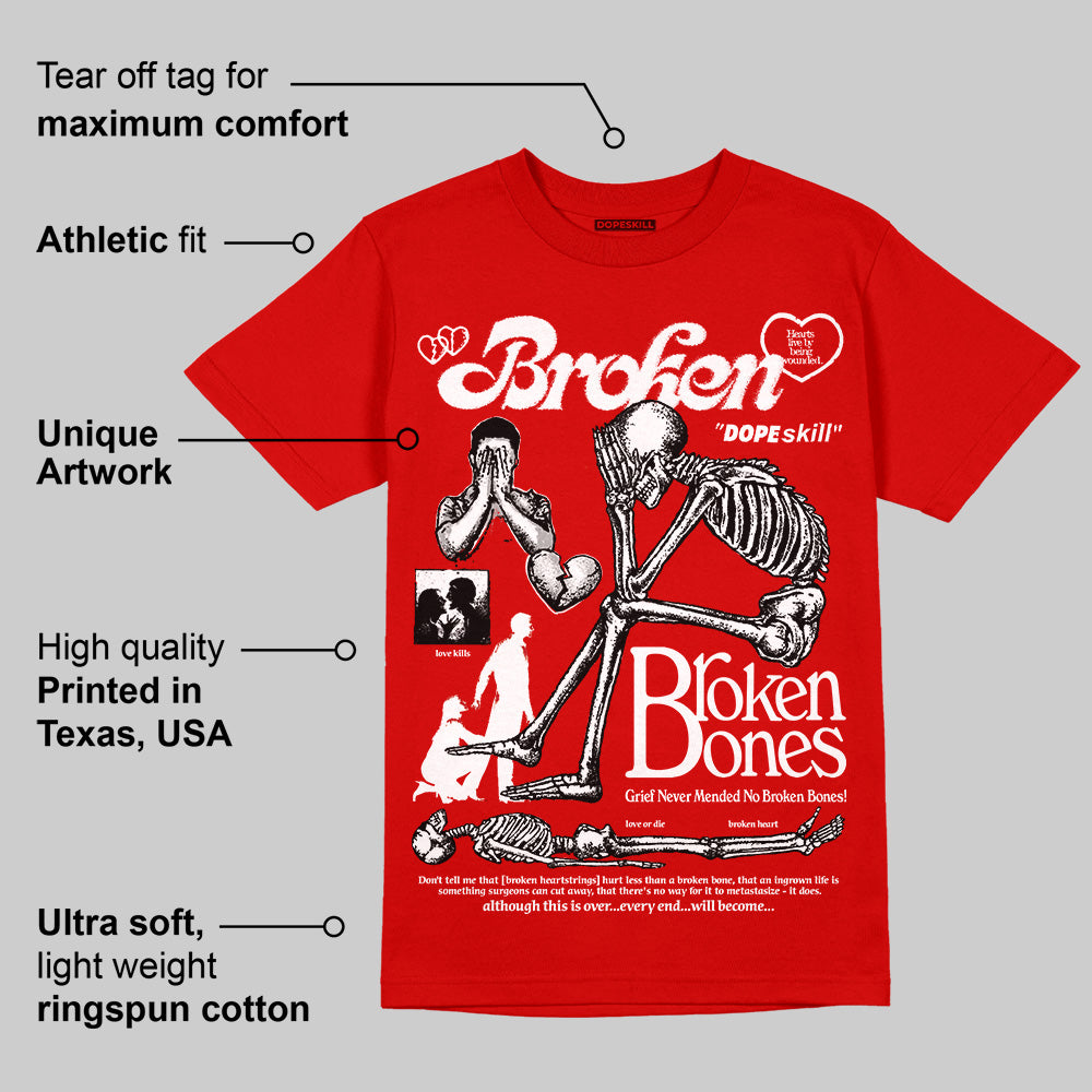 Bred Velvet 11s superstreetwear Red T-shirt Broken Bones Graphic