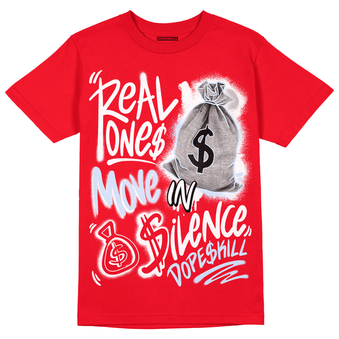 Cherry 11s superstreetwear Varsity Red T-shirt Real Ones Move In Silence Graphic