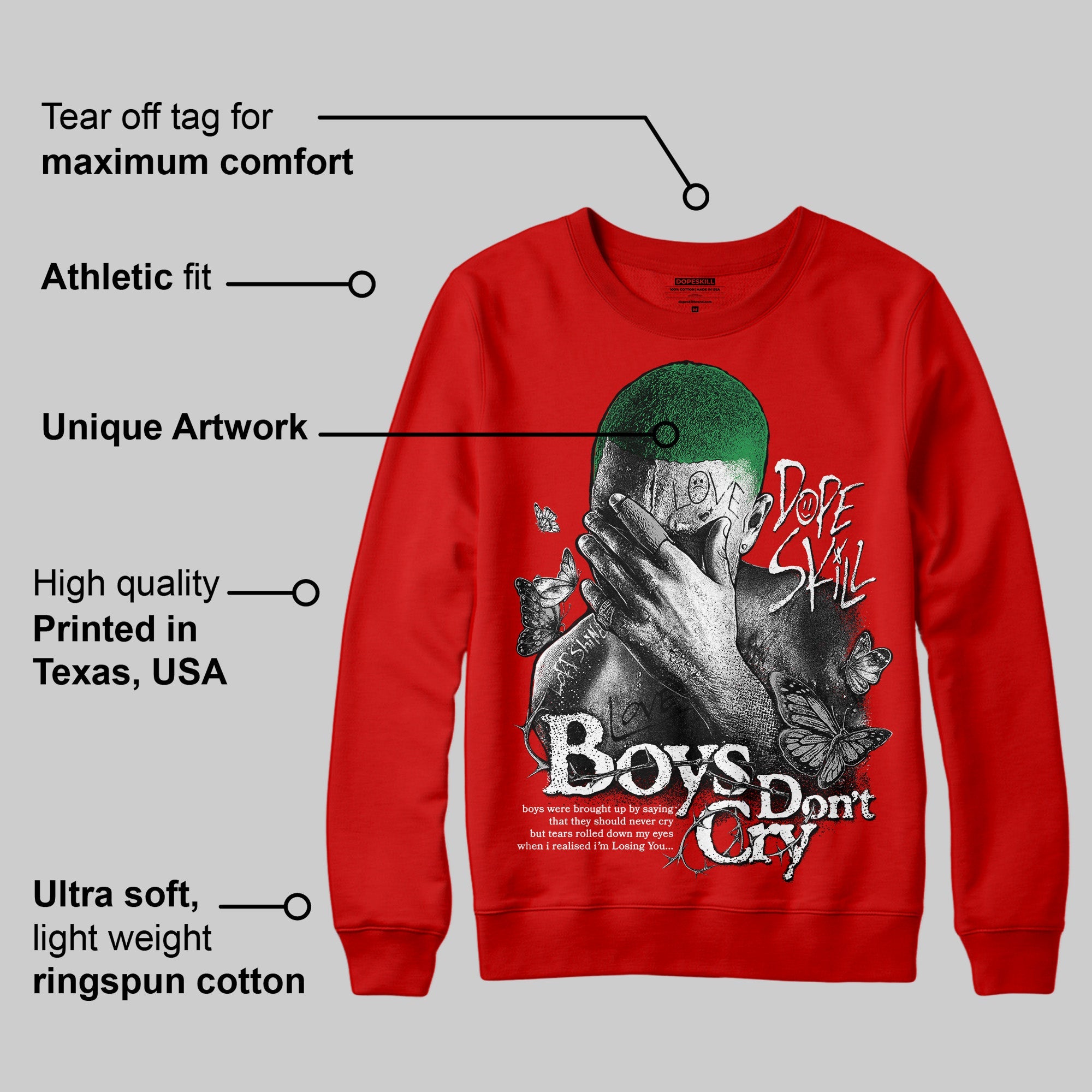 Bred Velvet 11s superstreetwear Red Sweatshirt Boys Don't Cry Graphic