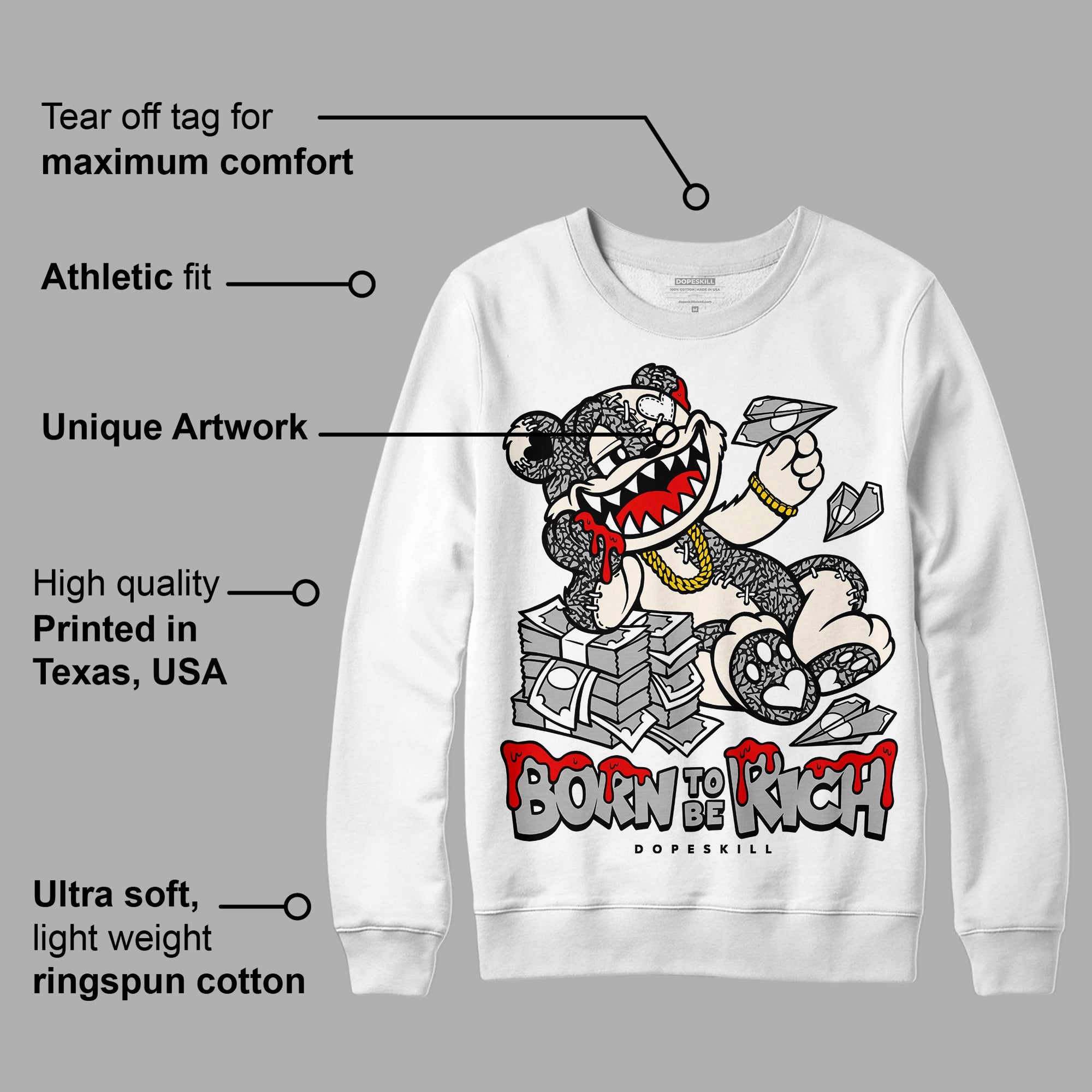 Off Noir 3s superstreetwear Sweatshirt Born To Be Rich Graphic