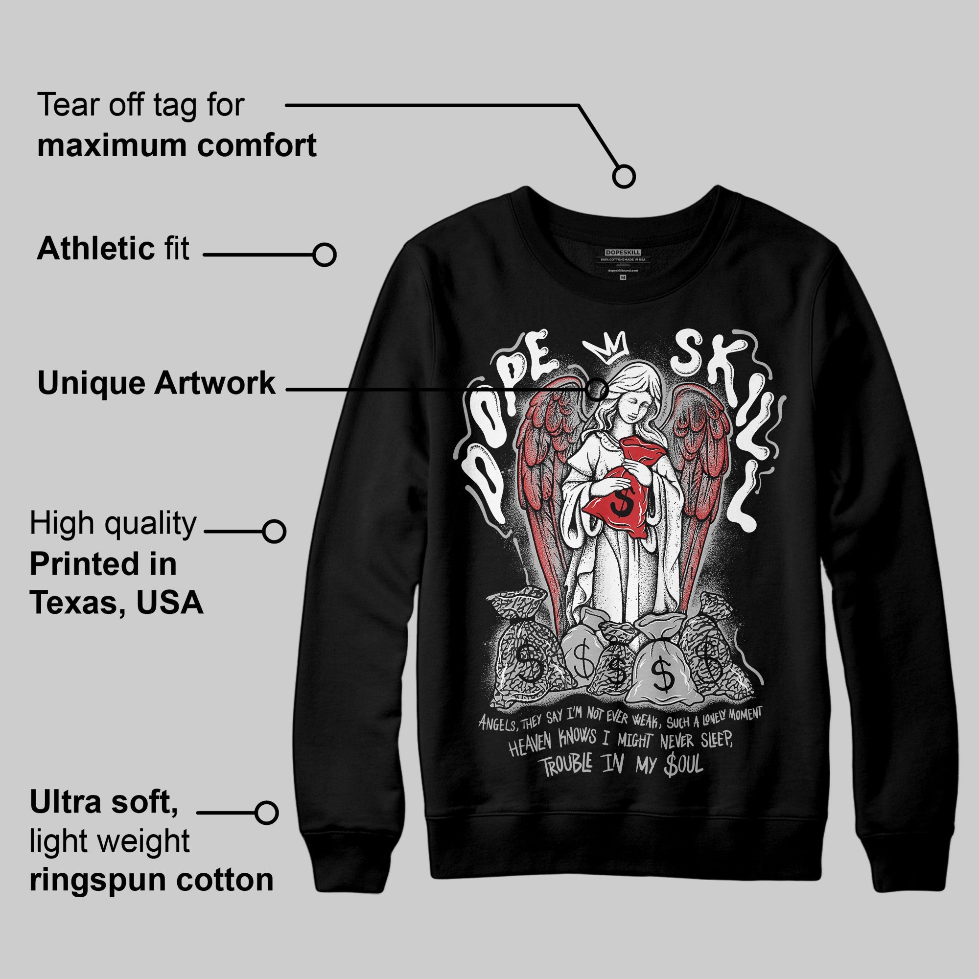 Black Cement 3s superstreetwear Sweatshirt Angels Graphic