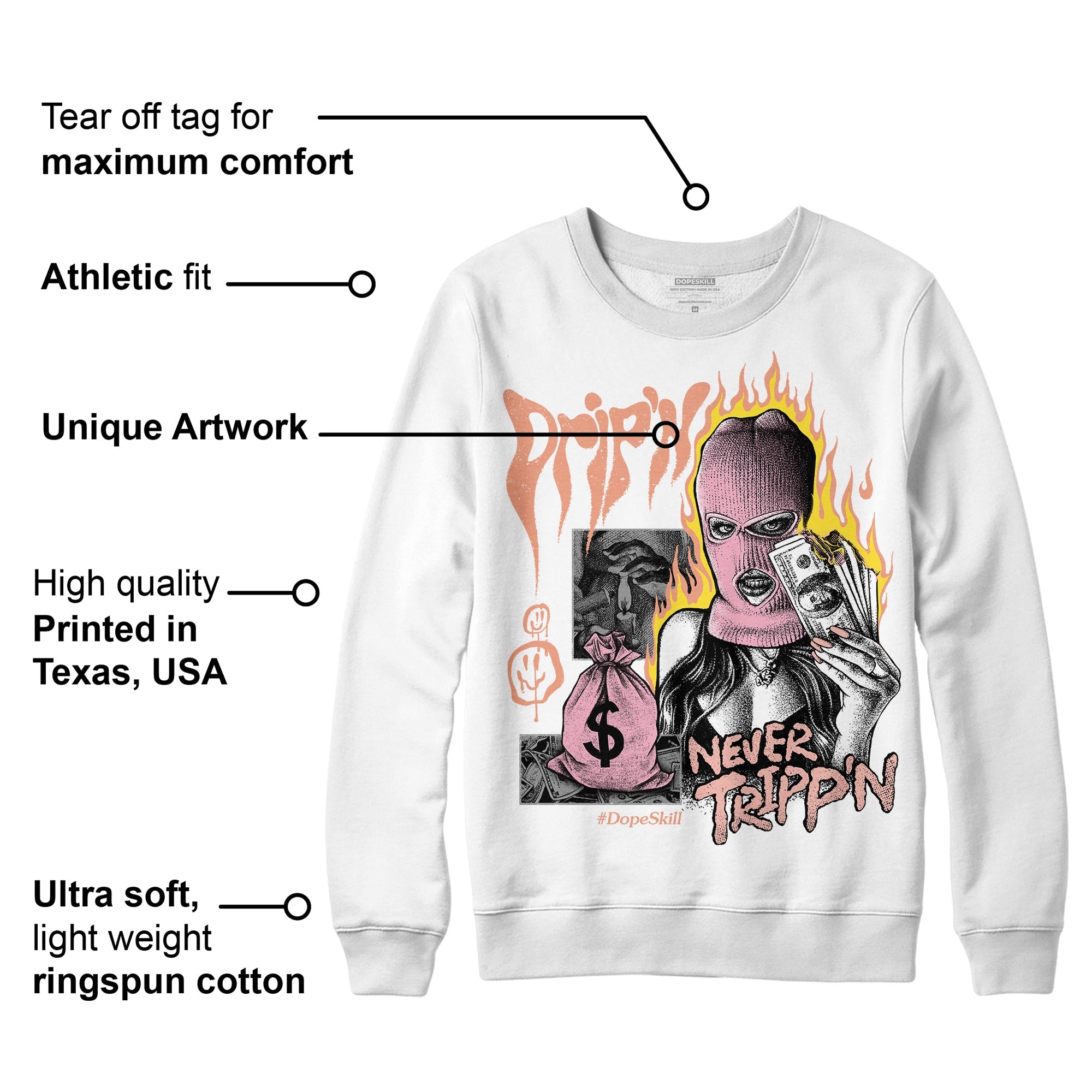 Legend Pink 11s superstreetwear Sweatshirt Drip'n Never Tripp'n Graphic