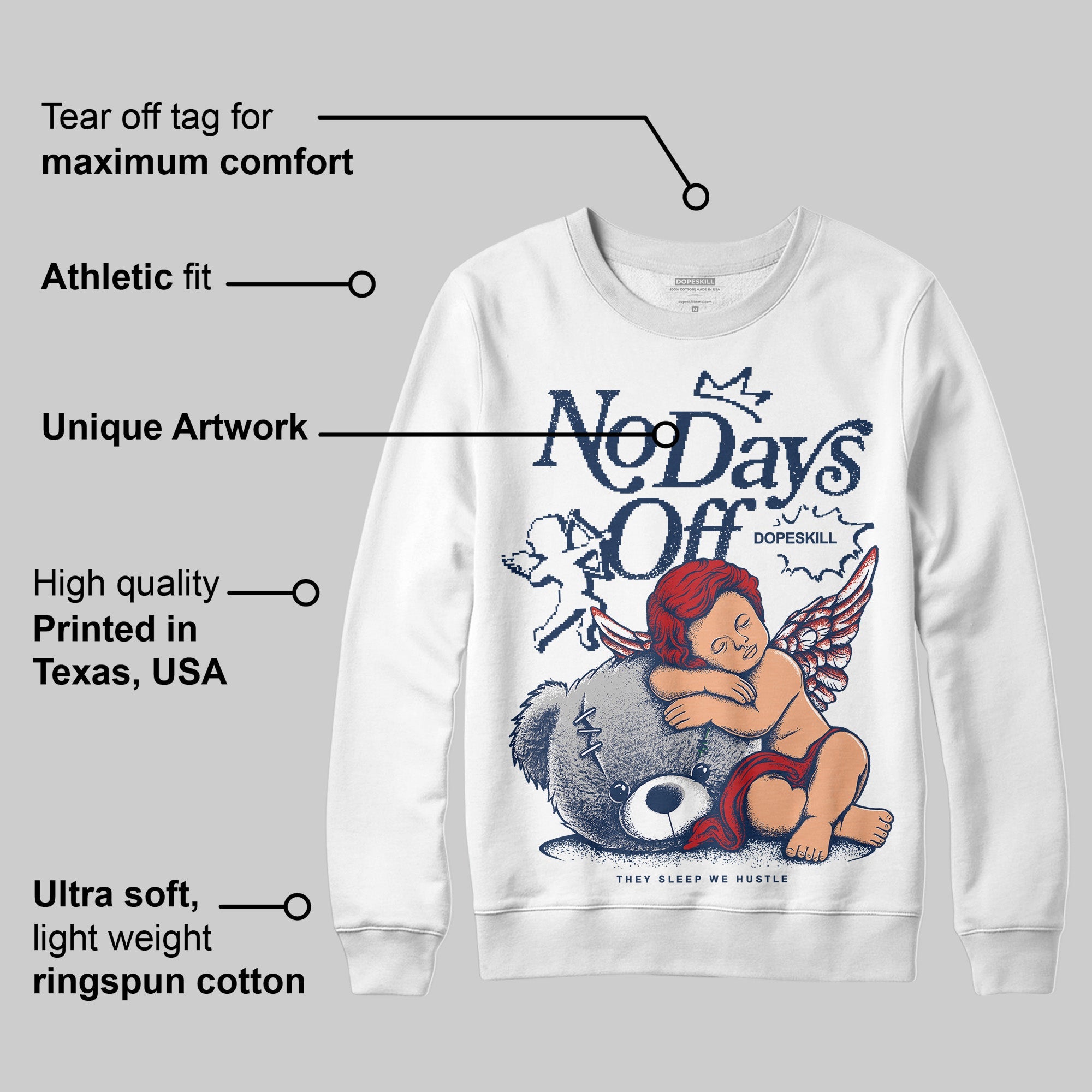 Summit White Navy 4s superstreetwear Sweatshirt New No Days Off Graphic