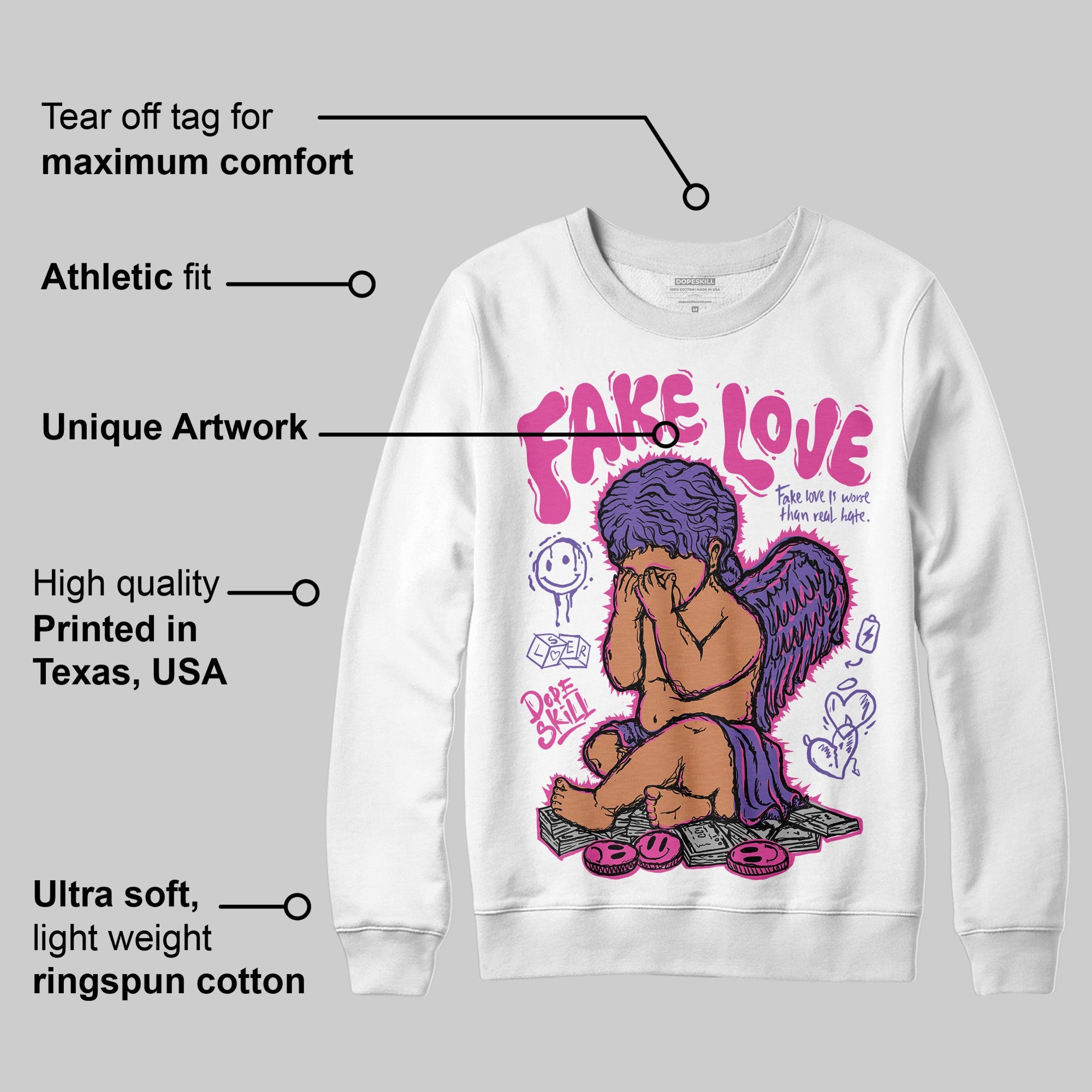 Dunk Active Fuchsia superstreetwear Sweatshirt False Love Graphic