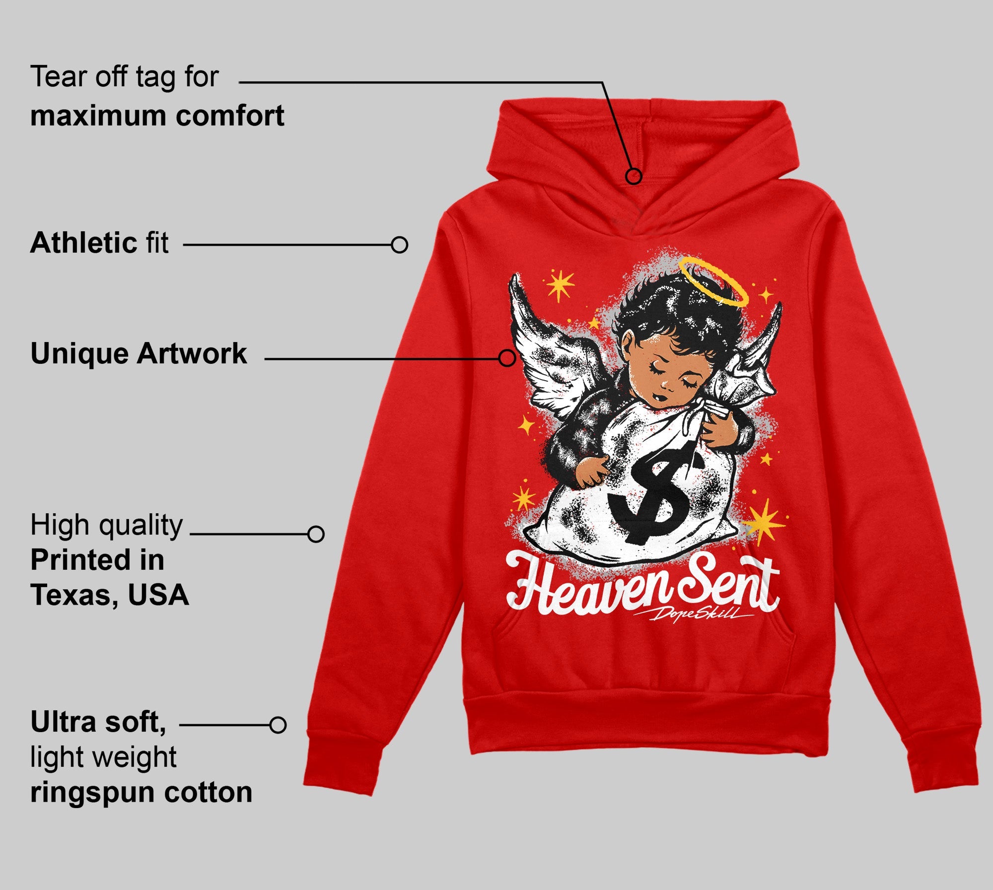 Bred Velvet 11s superstreetwear Red Hoodie Sweatshirt Heaven Sent Graphic