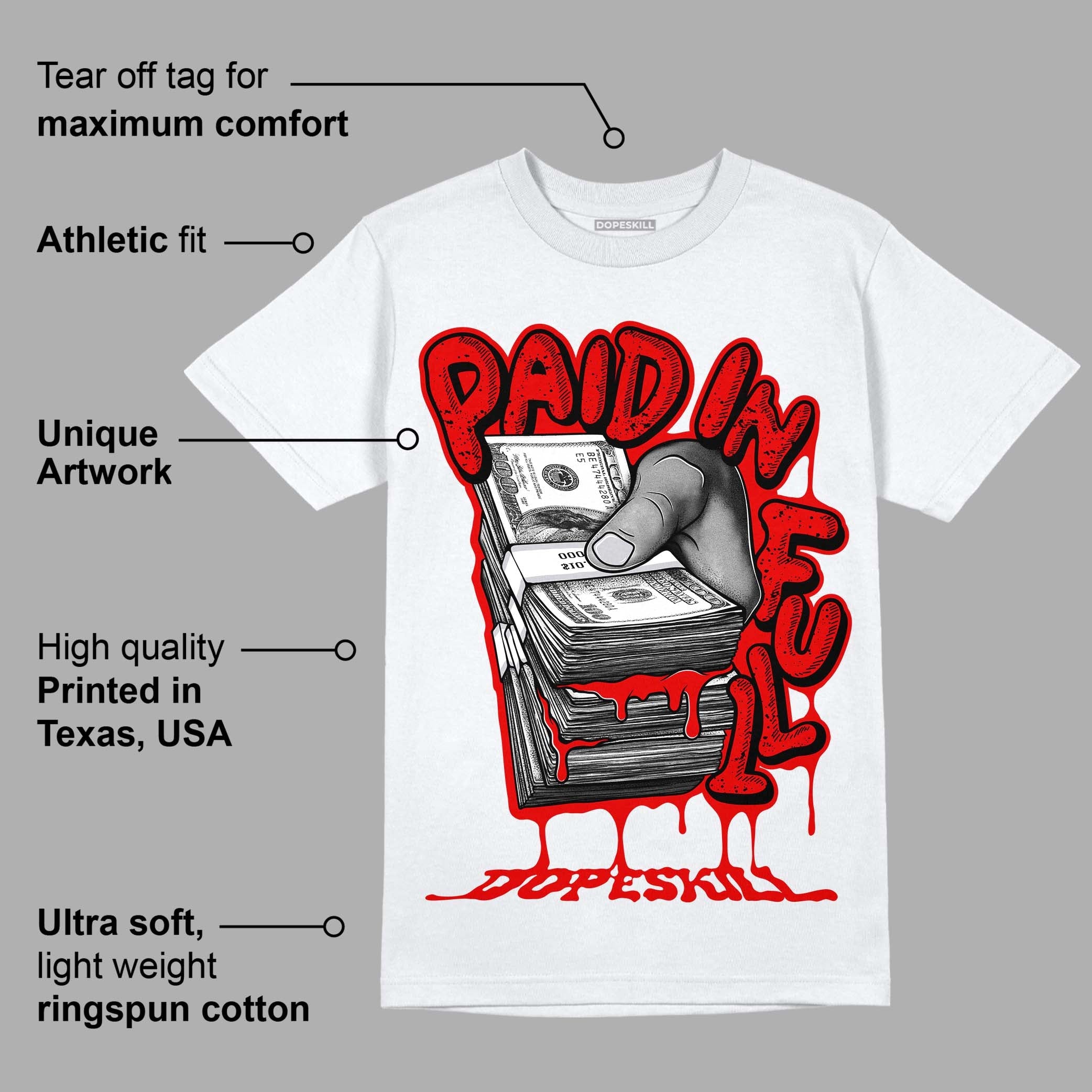 Red Cement 4S superstreetwear T-Shirt Paid In Full Graphic