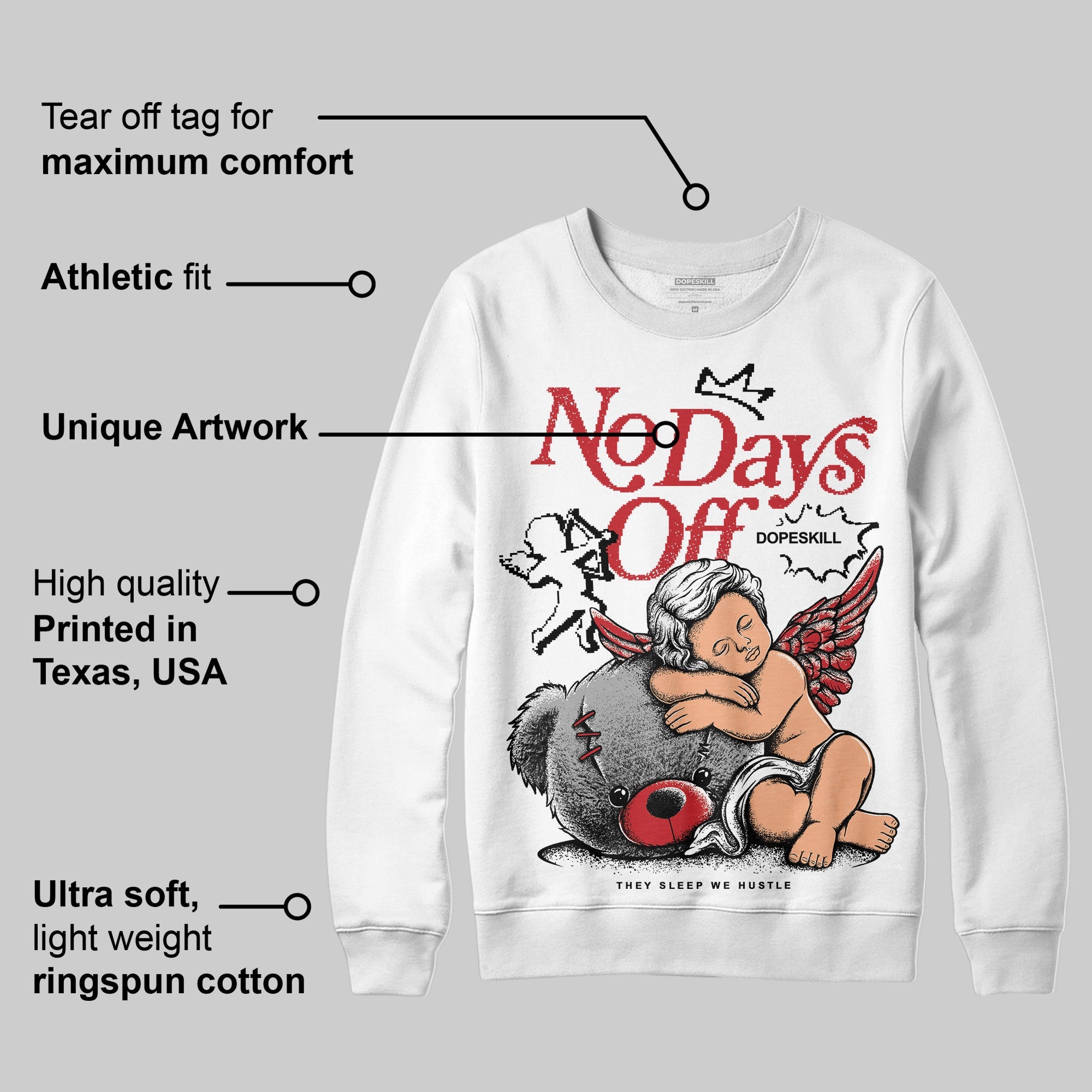Bred 11s superstreetwear Sweatshirt New No Days Off Graphic